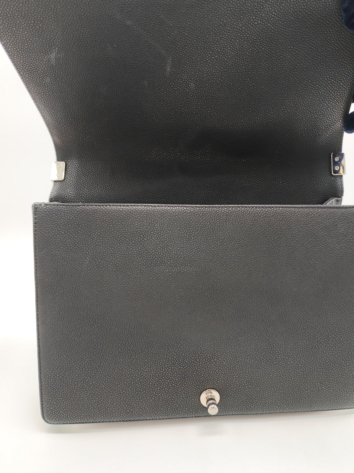 Chanel Le Boy Large in Black Quilted Caviar Leather and Silver Hardware Series 17 | Purse Maison Luxury Bags Shop