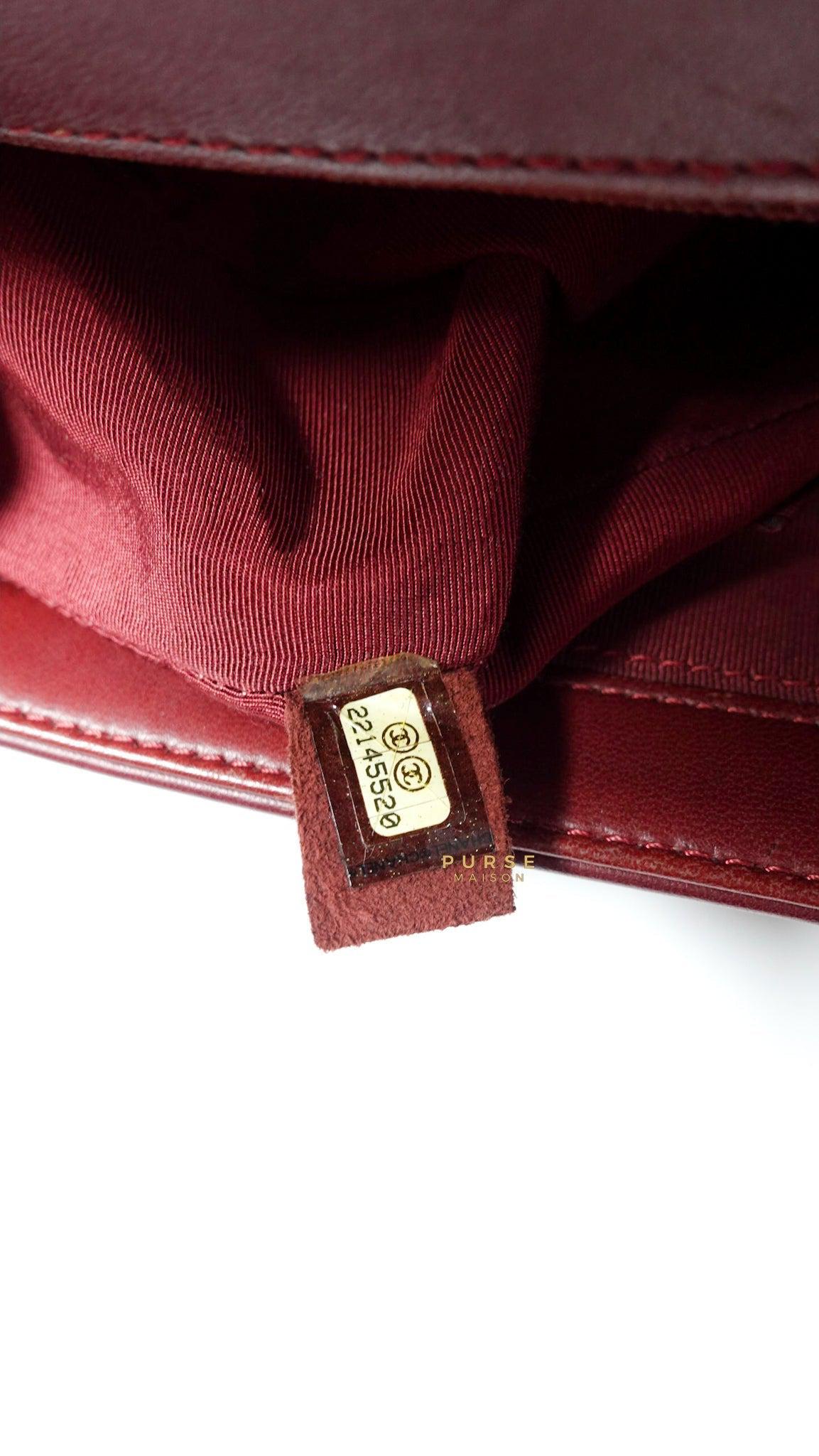 Chanel Le Boy New Medium Lambskin Burgundy Light Gold Hardware Series 22