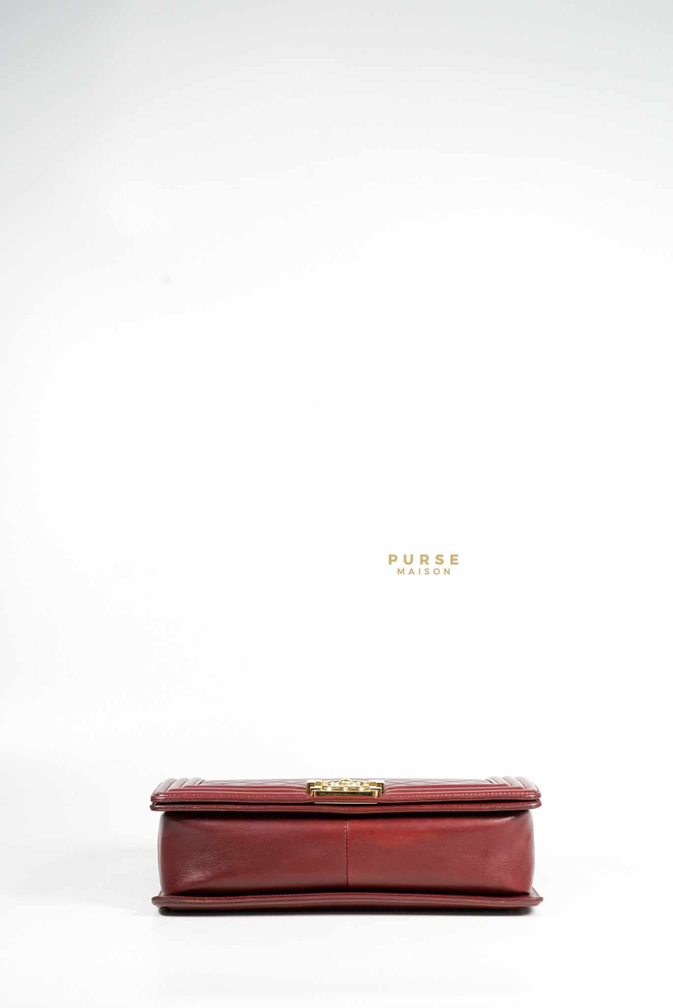 Chanel Le Boy New Medium Lambskin Burgundy Light Gold Hardware Series 22