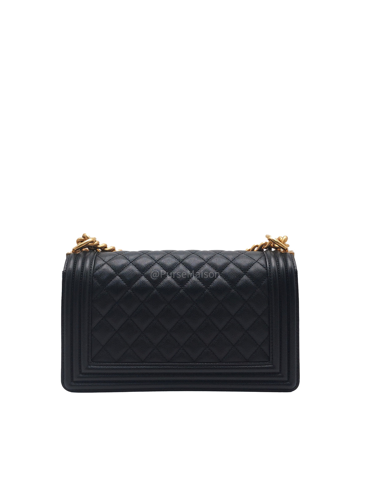 Chanel Le Boy Old Medium in Black Caviar Leather Aged Gold Hardware Microchip (AN****TG) | Purse Maison Luxury Bags Shop