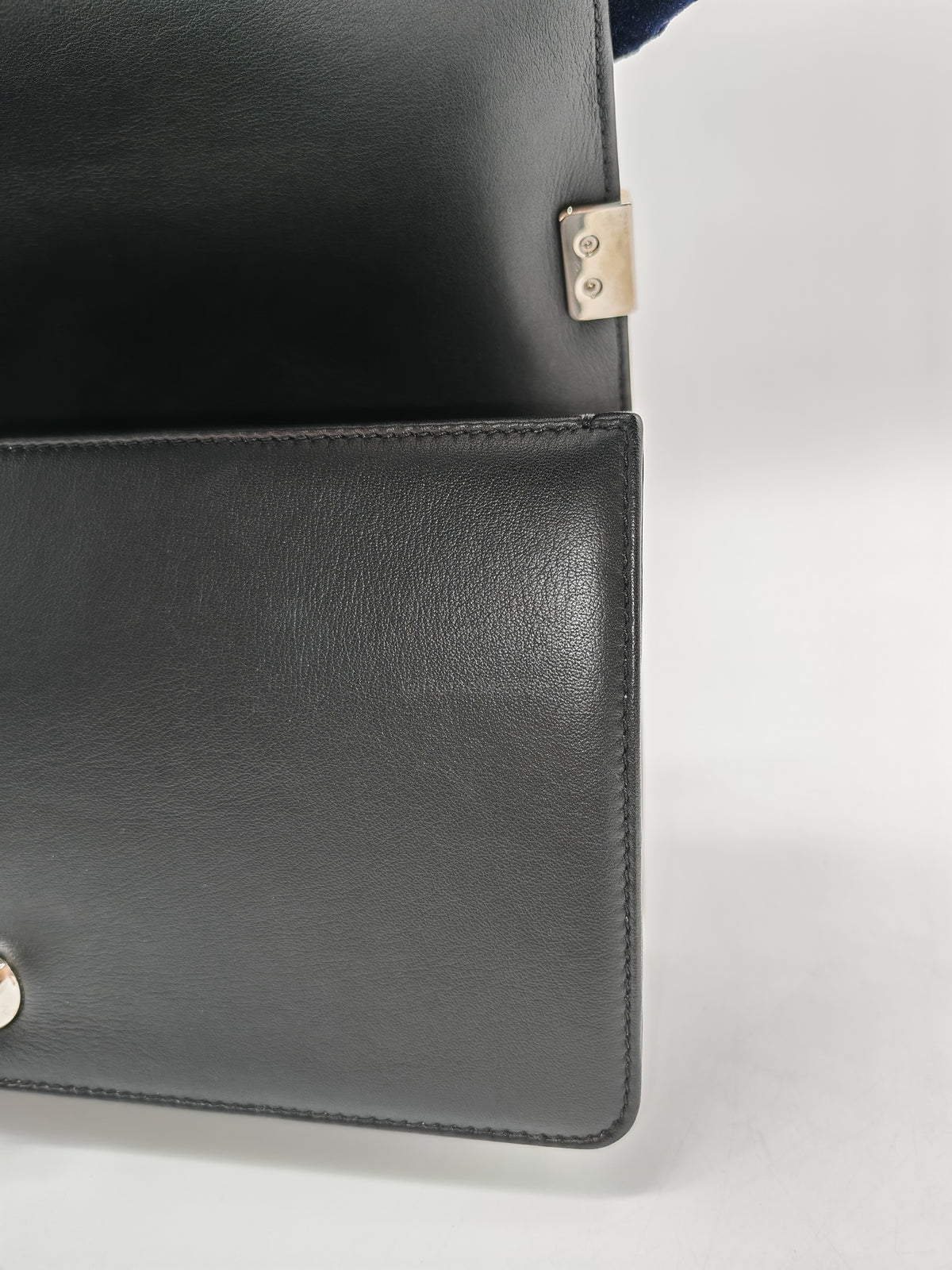 Chanel Le Boy Old Medium in Black Chevron Quilted Calfskin Leather Silver Hardware (Series 22) | Purse Maison Luxury Bags Shop