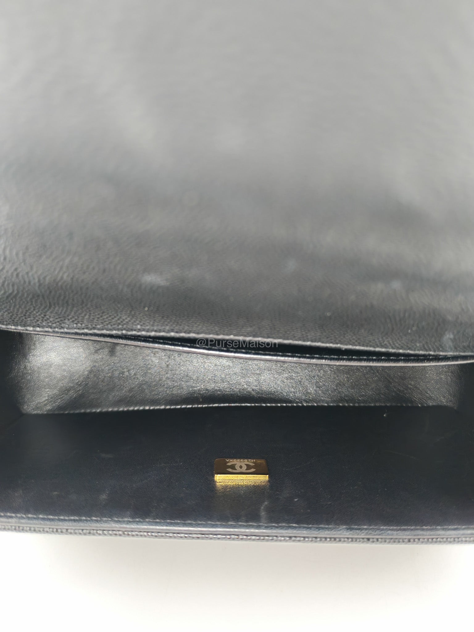 Chanel Le Boy Old Medium in Black Quilted Caviar Leather and Aged Gold Hardware Microchip | Purse Maison Luxury Bags Shop