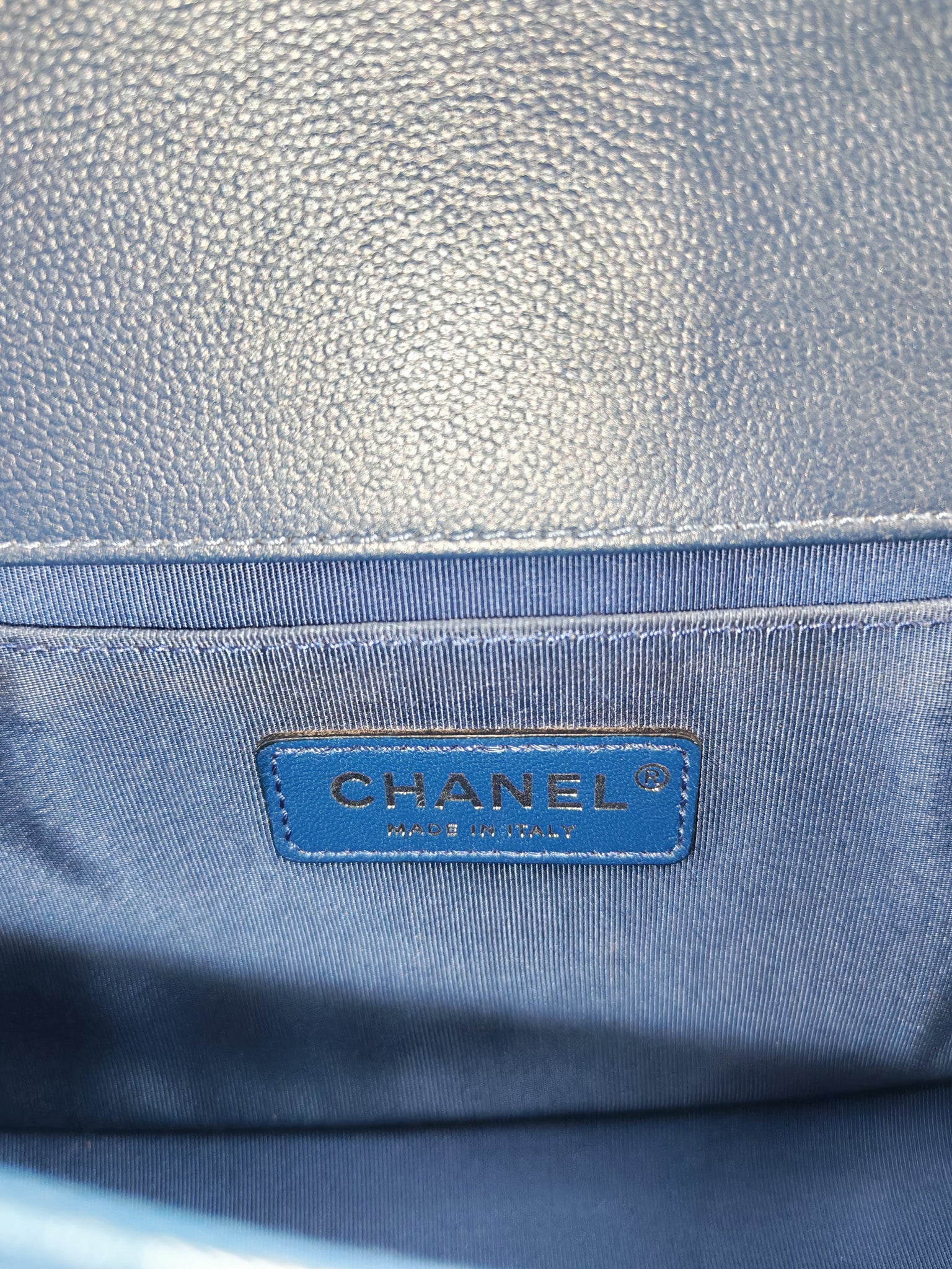 Chanel Le Boy Old Medium in Dark Blue Caviar Leather Silver Hardware (Series 24) | Purse Maison Luxury Bags Shop