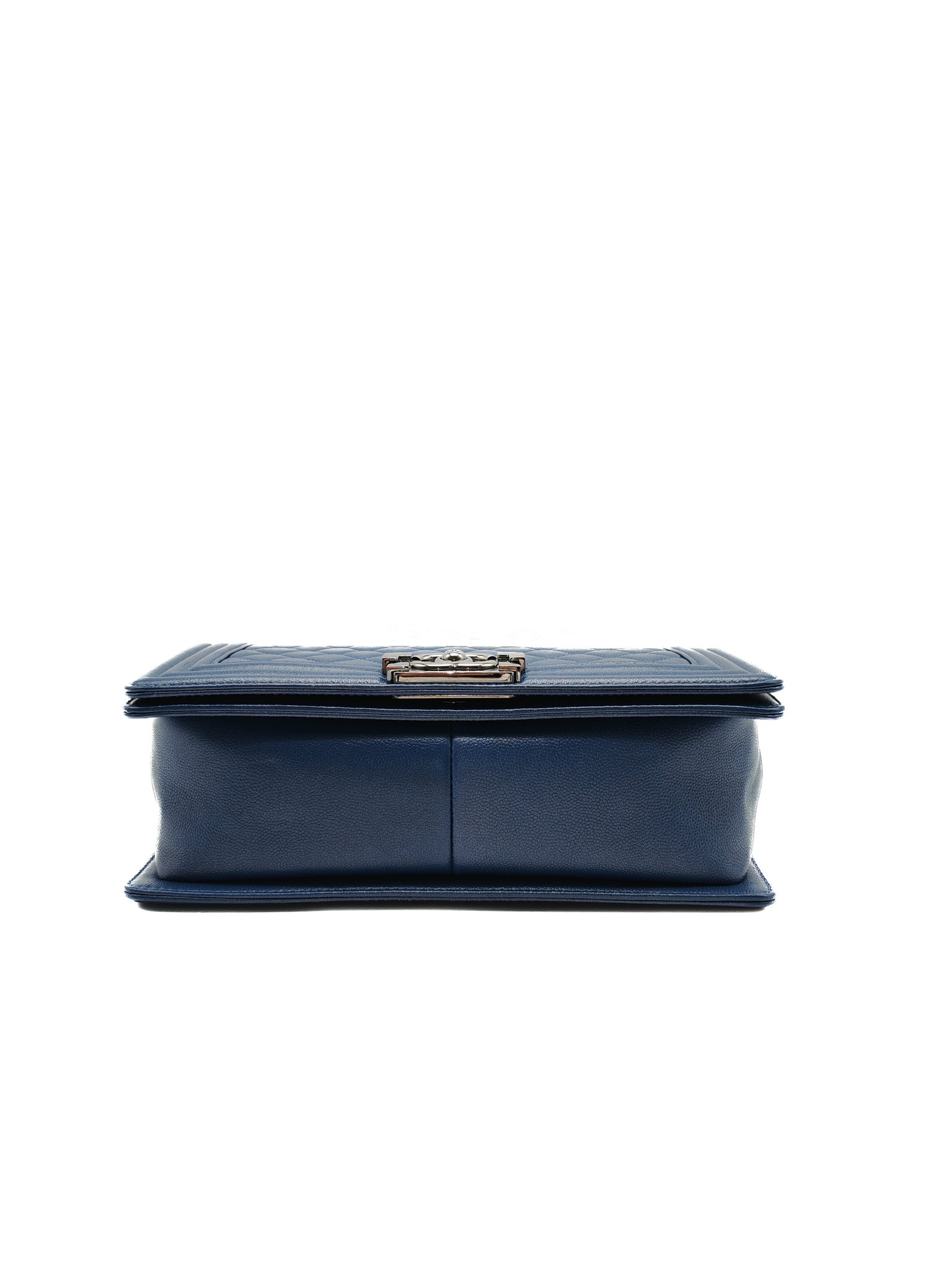 Chanel Le Boy Old Medium in Dark Blue Caviar Leather Silver Hardware (Series 24) | Purse Maison Luxury Bags Shop