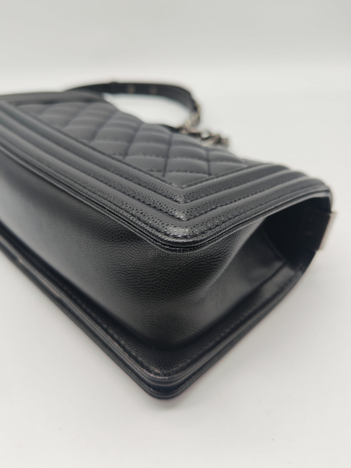 Chanel Le Boy Small in Black Quilted Caviar Leather and Ruthenium Hardware Microchip (TK***XA) | Purse Maison Luxury Bags Shop