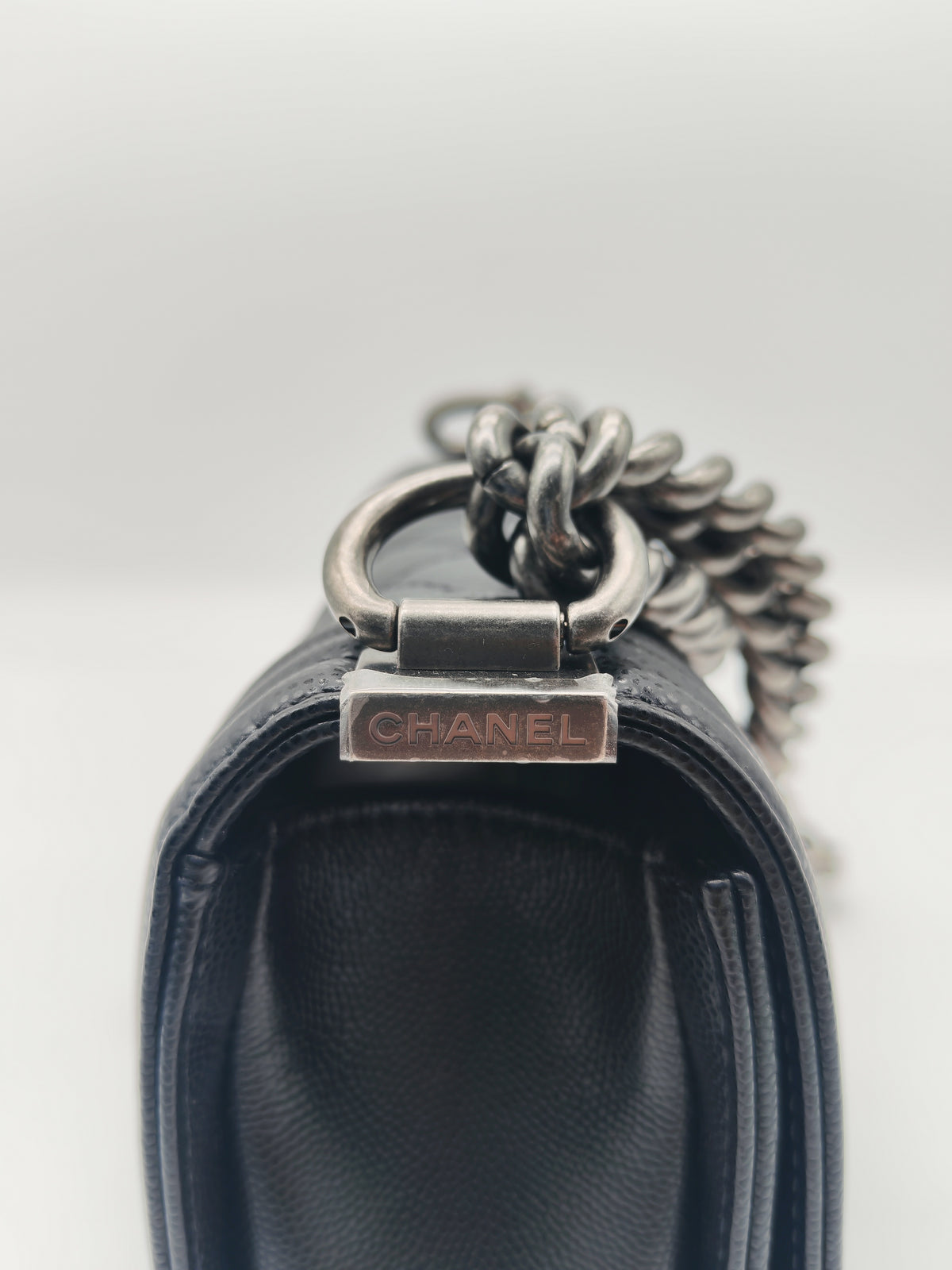 Chanel Le Boy Small in Black Quilted Caviar Leather and Ruthenium Hardware Microchip (TK***XA) | Purse Maison Luxury Bags Shop