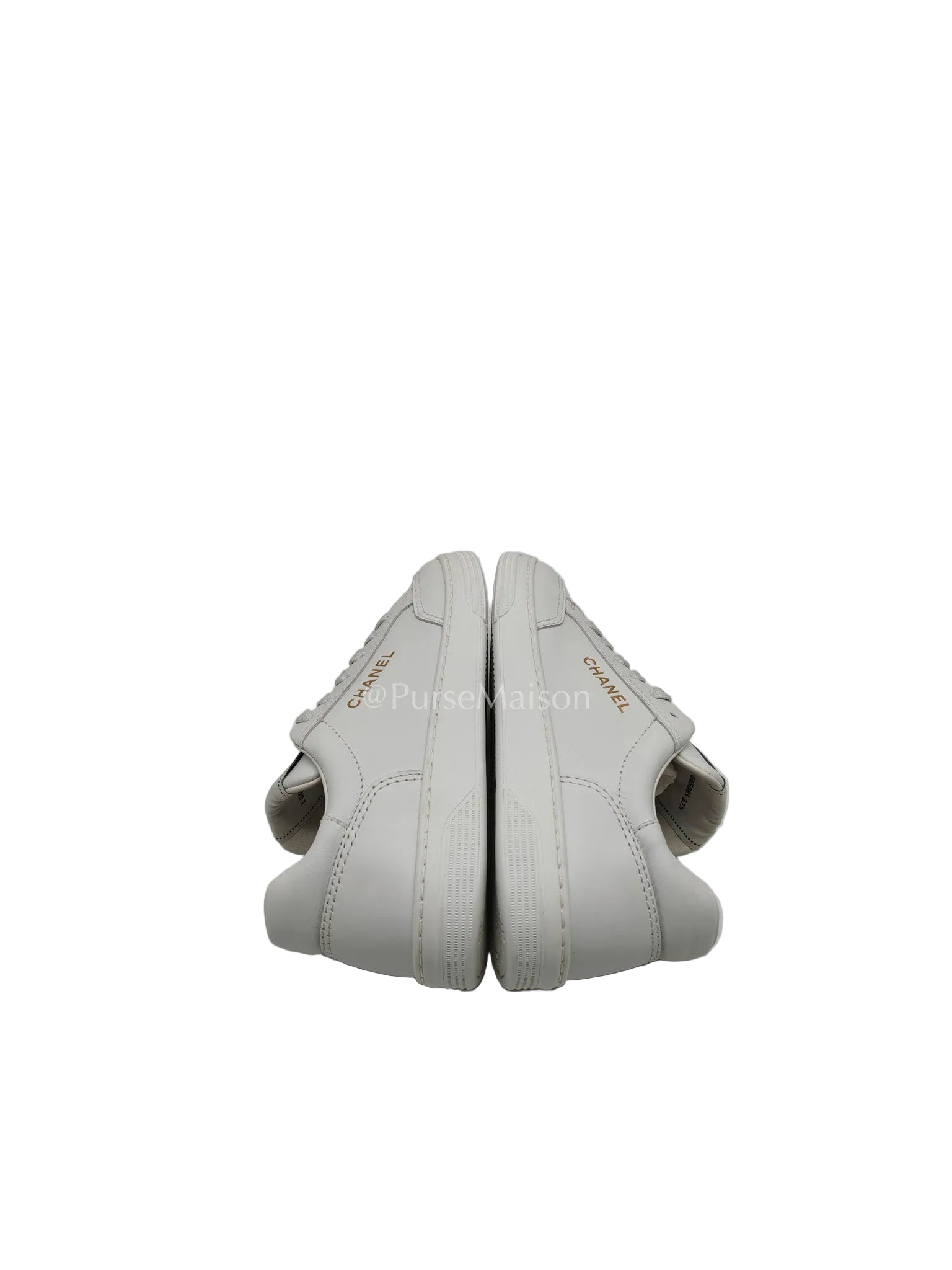 Chanel Low Top CC Logo Sneakers in White Size 37.5EU (24cm) | Purse Maison Luxury Bags Shop