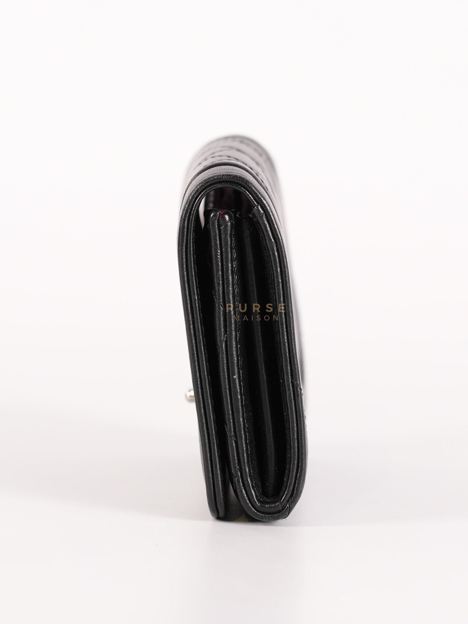 Matelasse Lambskin Leather Flap Cardholder Silver Hardware Series 24 | Purse Maison Luxury Bags Shop