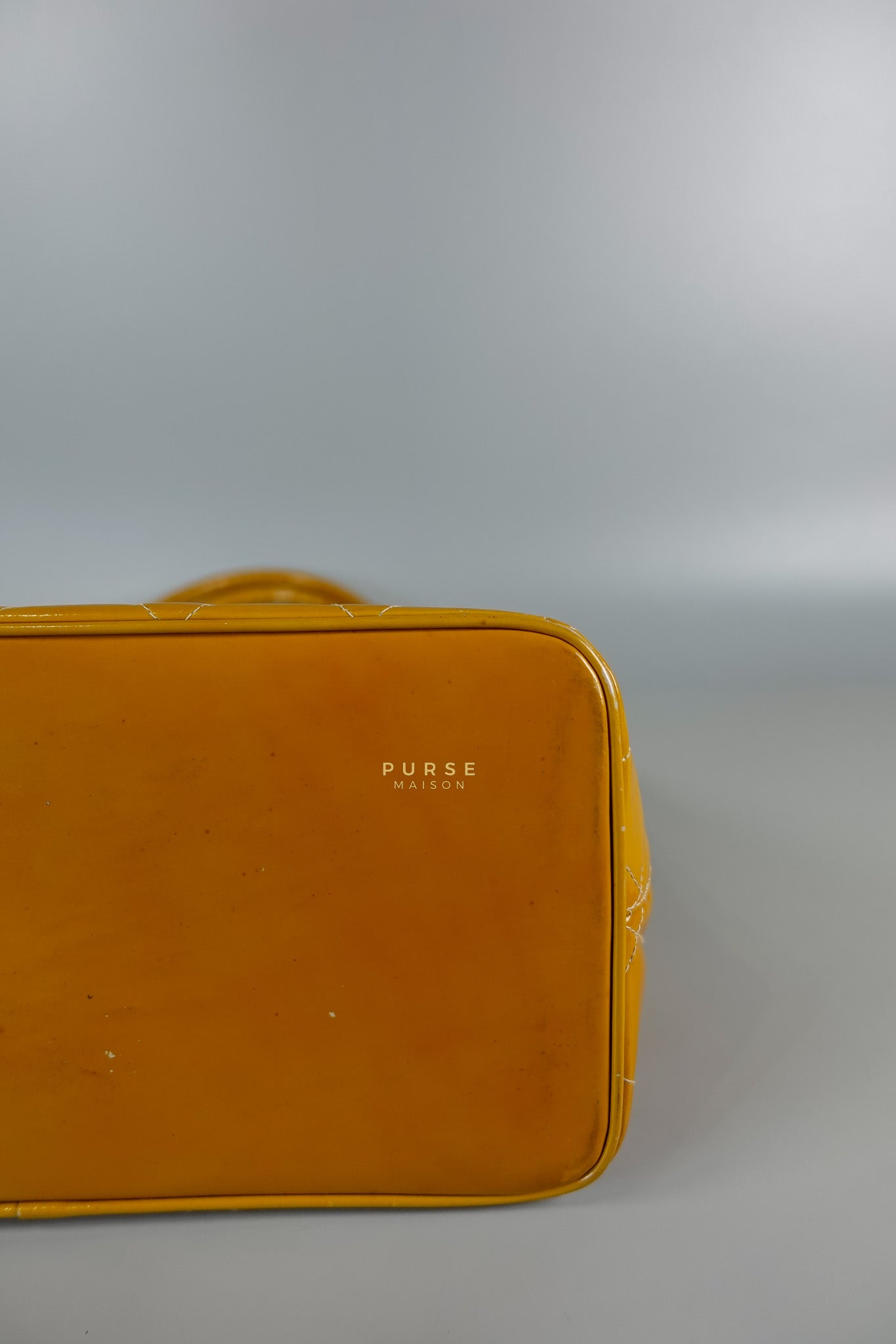 Medallion Yellow Mustard Vintage Patent Leather Handbag and Gold Hardware Series 7 | Purse Maison Luxury Bags Shop