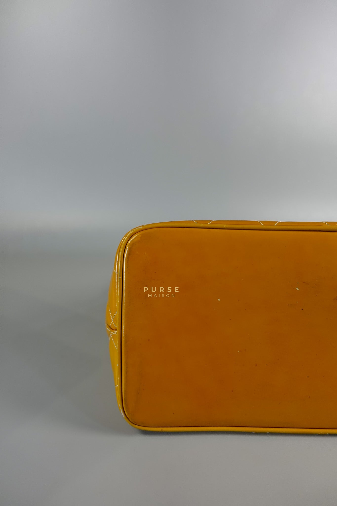 Medallion Yellow Mustard Vintage Patent Leather Handbag and Gold Hardware Series 7 | Purse Maison Luxury Bags Shop