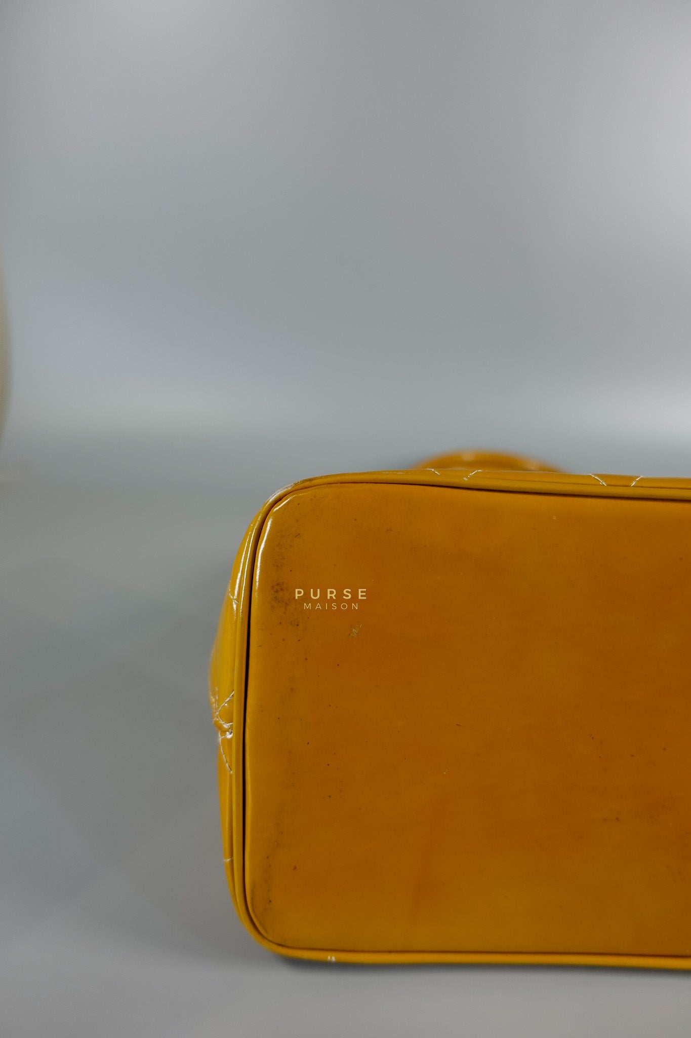Medallion Yellow Mustard Vintage Patent Leather Handbag and Gold Hardware Series 7 | Purse Maison Luxury Bags Shop