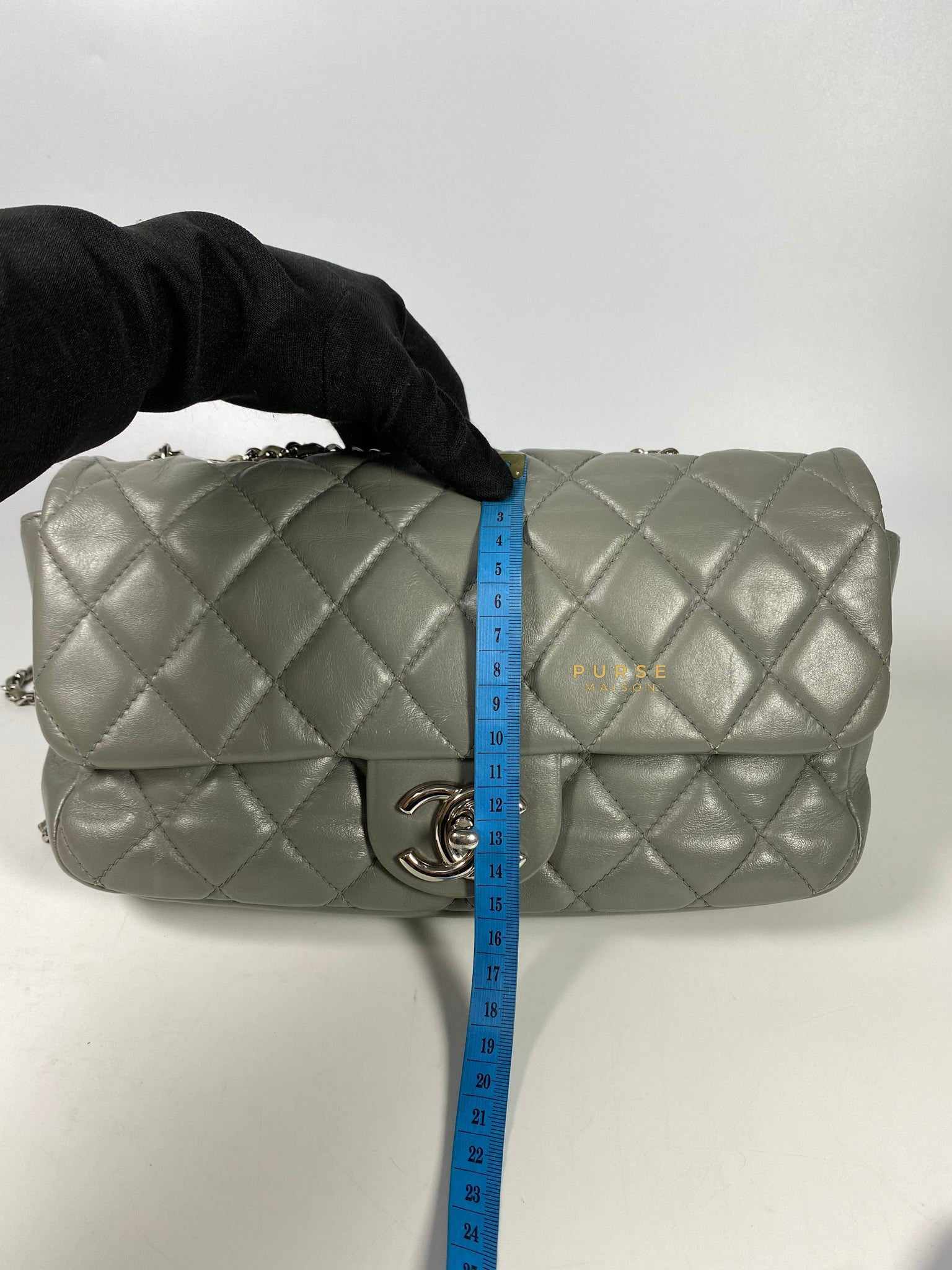 Chanel Medium Coco Rain Flap Lambskin Silver Hardware Series 13 (Gray)