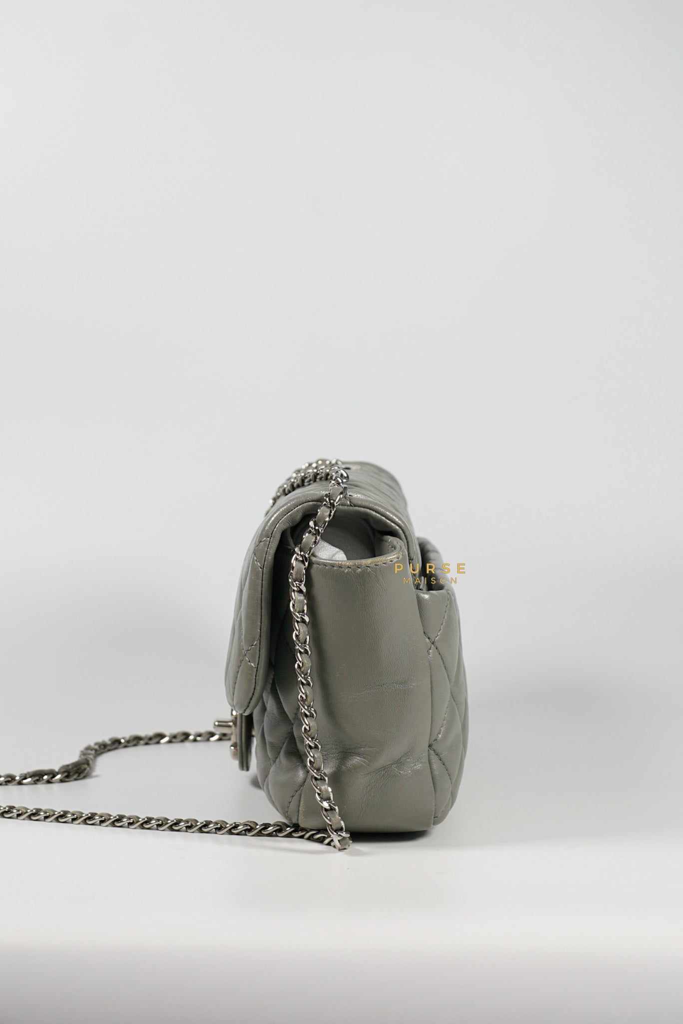 Chanel Medium Coco Rain Flap Lambskin Silver Hardware Series 13 (Gray)