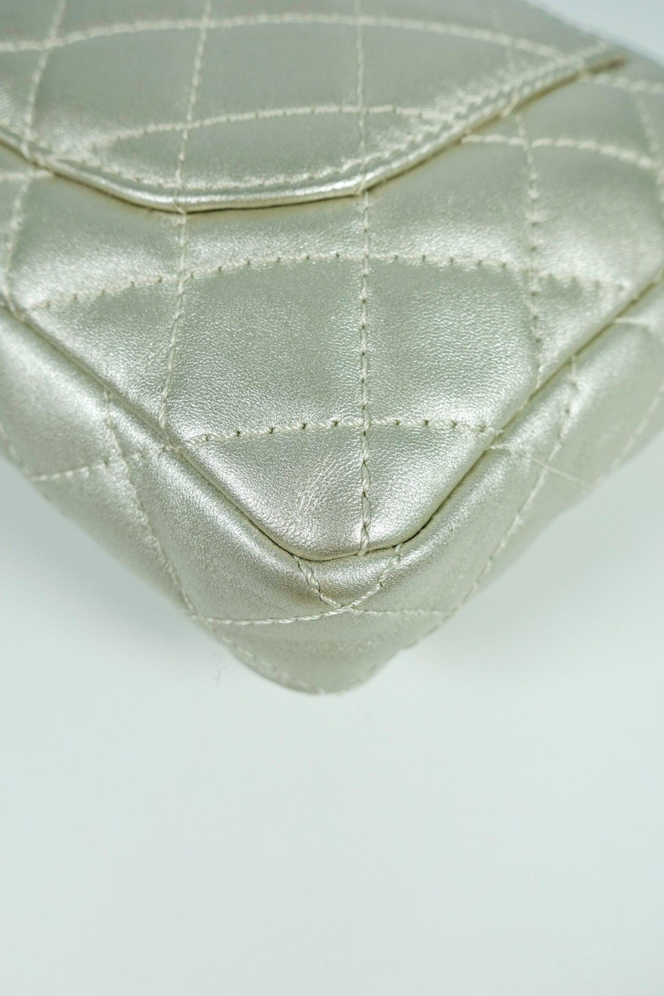 Chanel Metallic Silver Quilted Calfskin Reissue Clutch (Series 12)