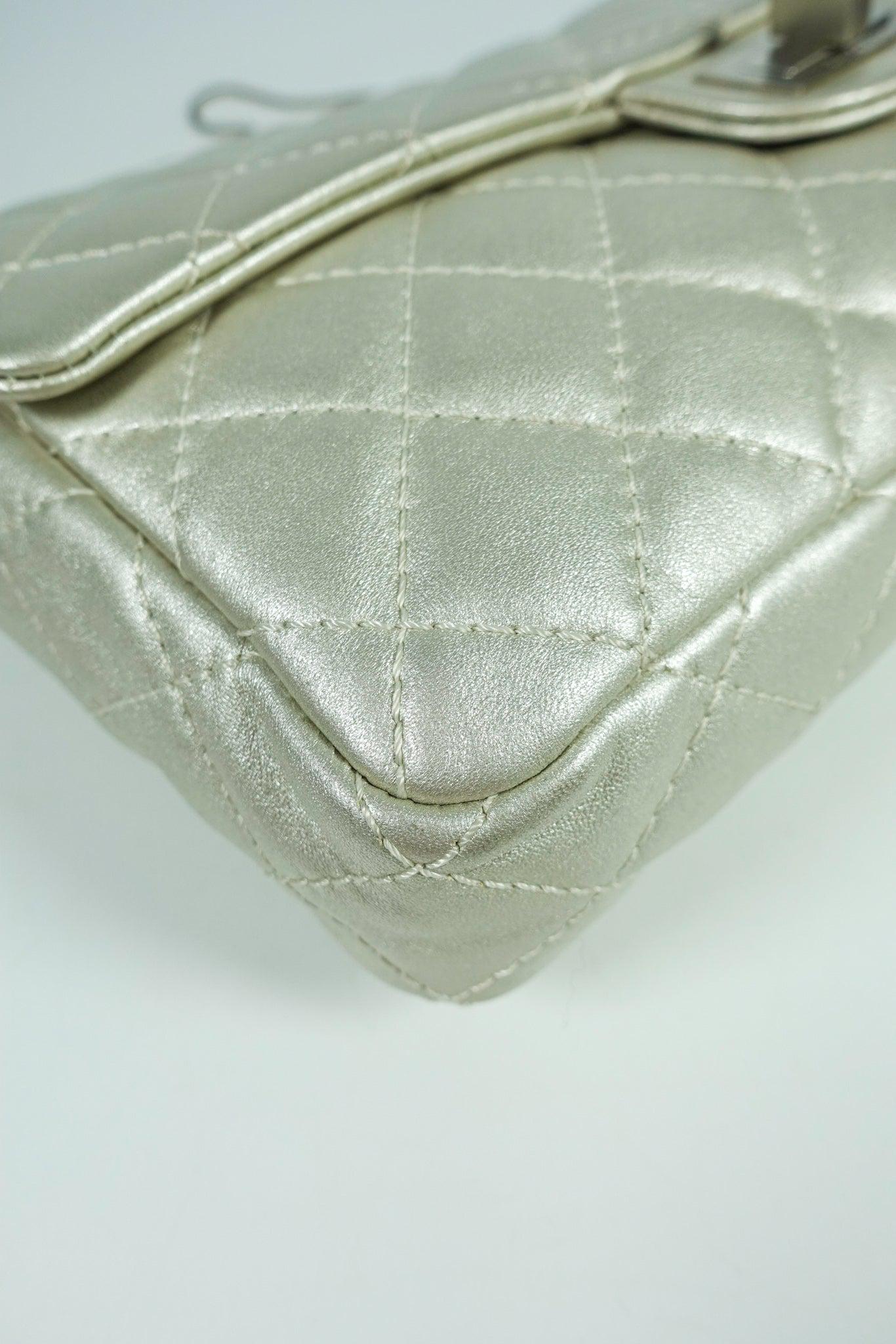 Chanel Metallic Silver Quilted Calfskin Reissue Clutch (Series 12)