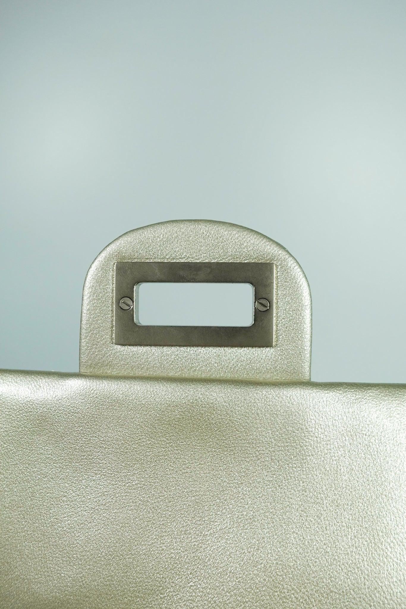 Chanel Metallic Silver Quilted Calfskin Reissue Clutch (Series 12)