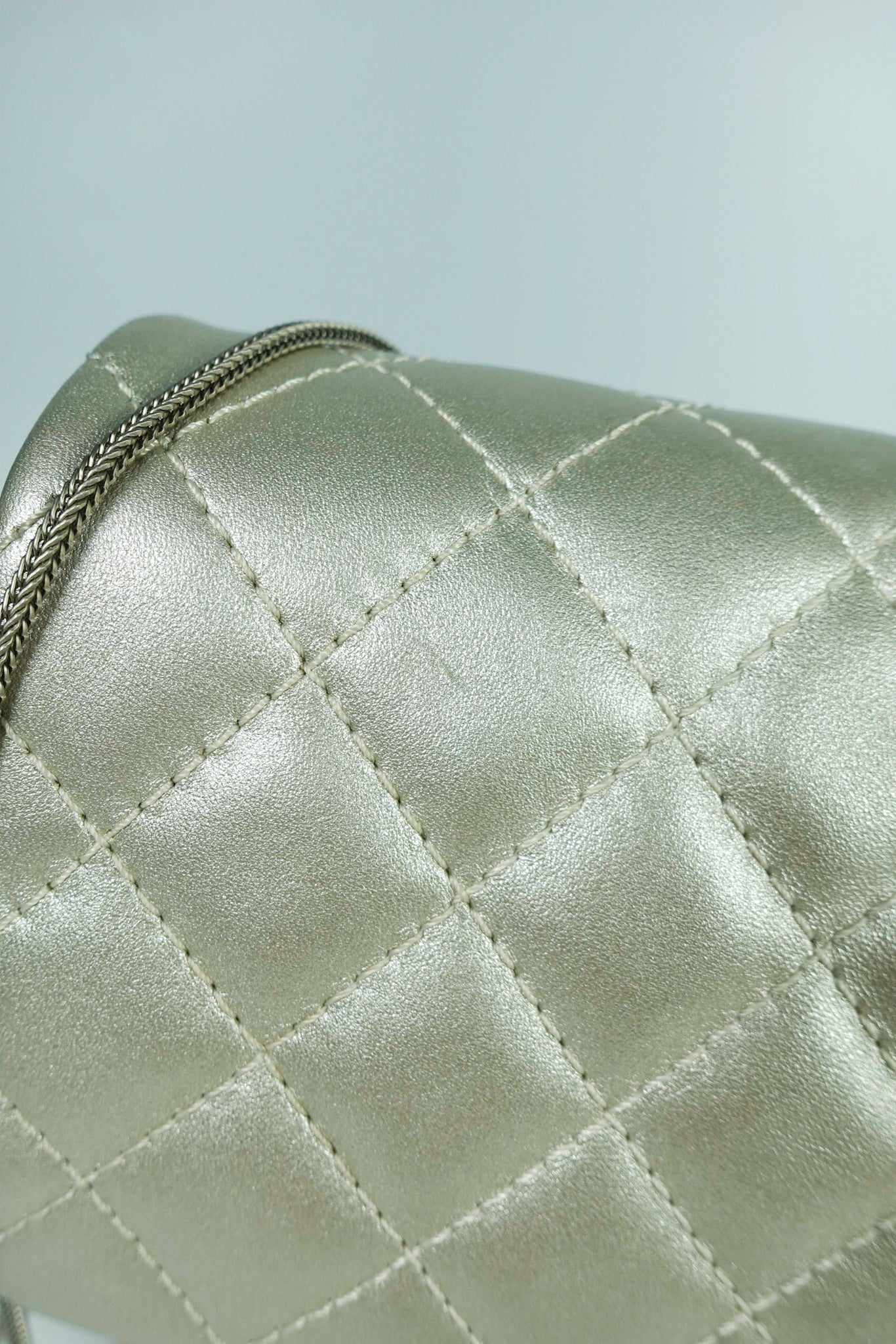 Chanel Metallic Silver Quilted Calfskin Reissue Clutch (Series 12)