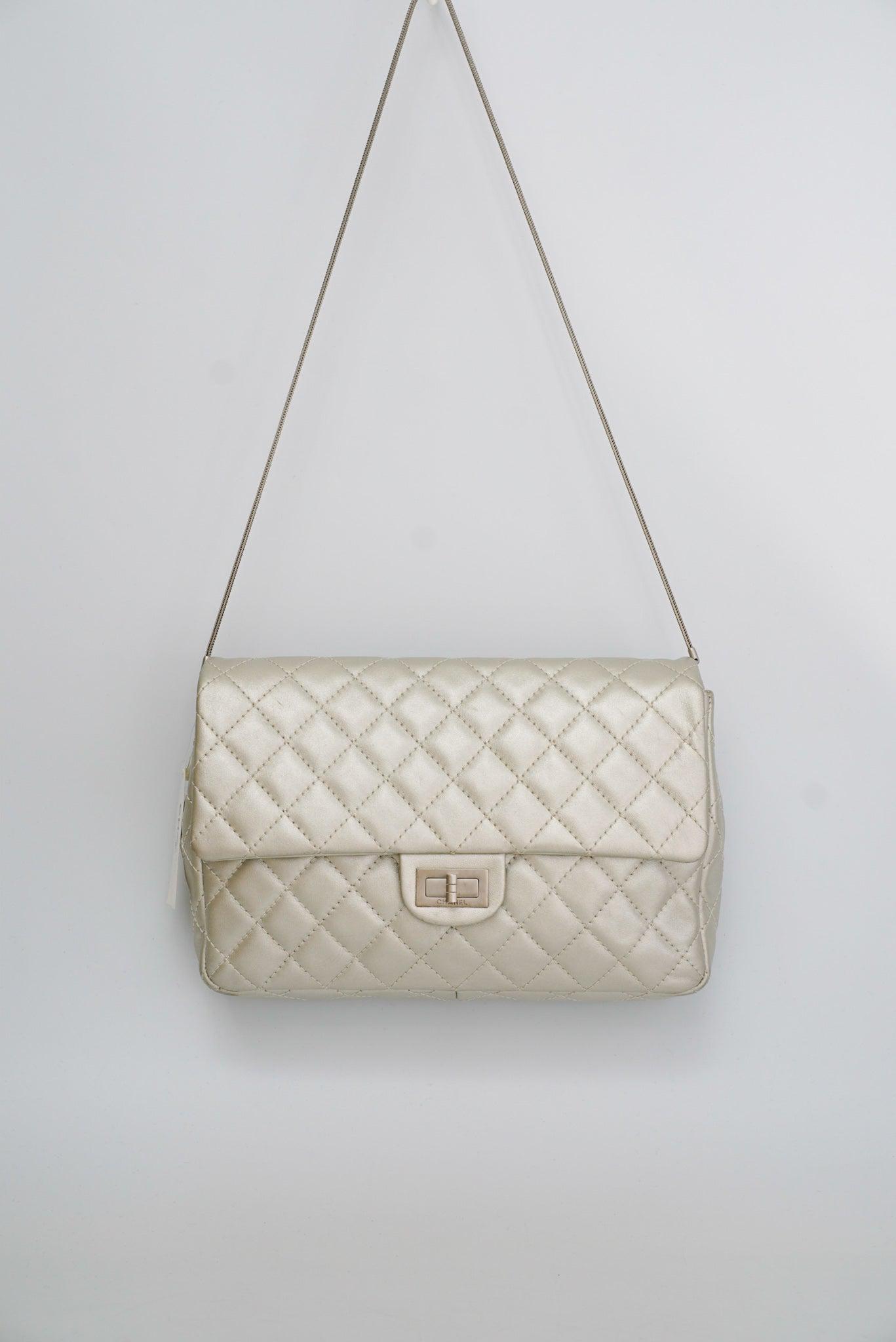 Chanel Metallic Silver Quilted Calfskin Reissue Clutch (Series 12)