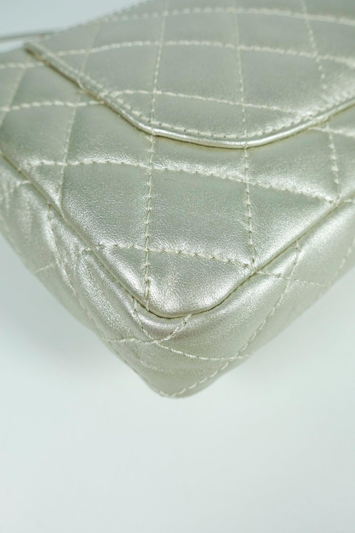 Chanel Metallic Silver Quilted Calfskin Reissue Clutch (Series 12)