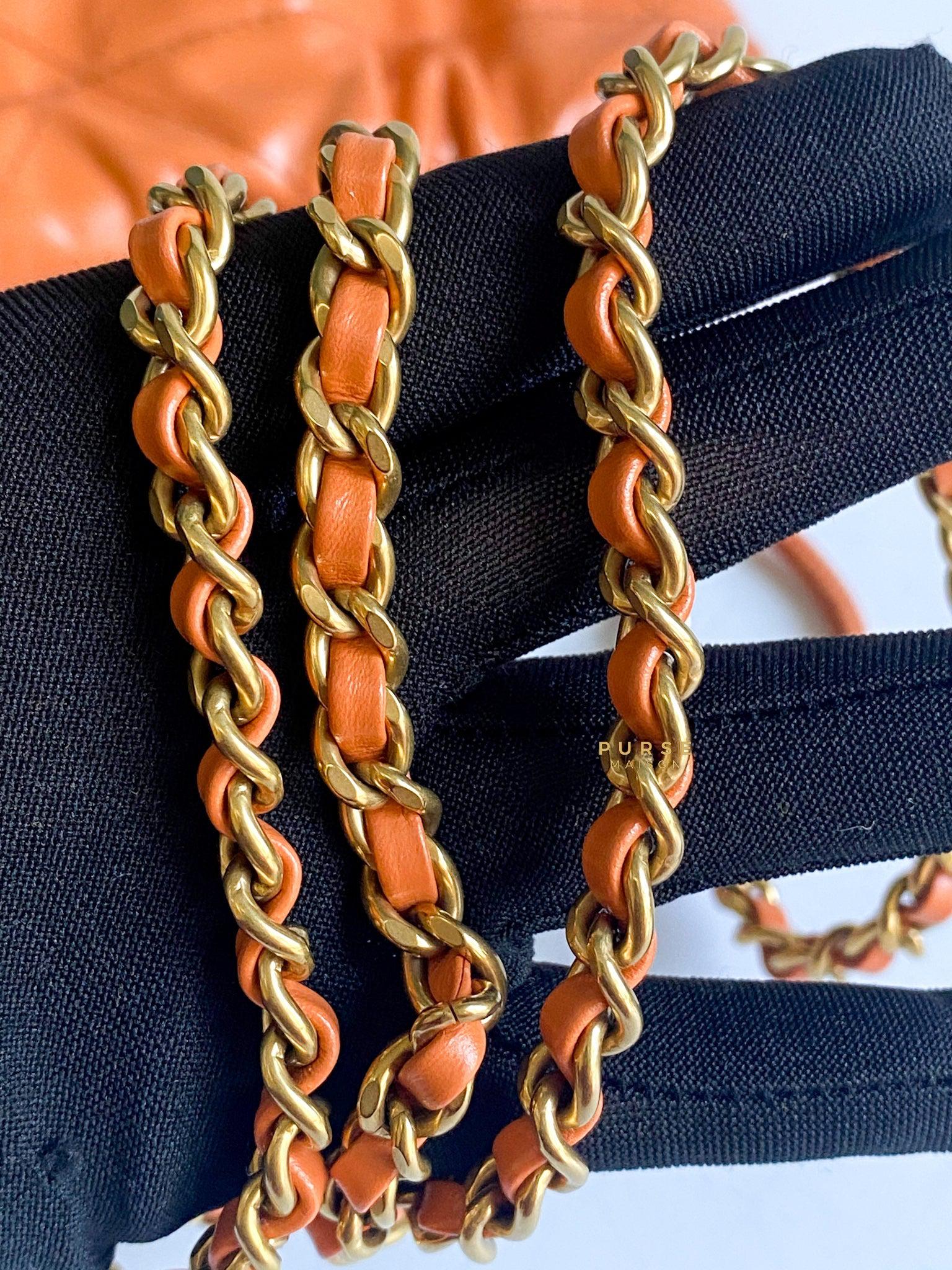 Chanel Mini 22 Shiny Calfskin 23A Gold/Tan (Microchip)