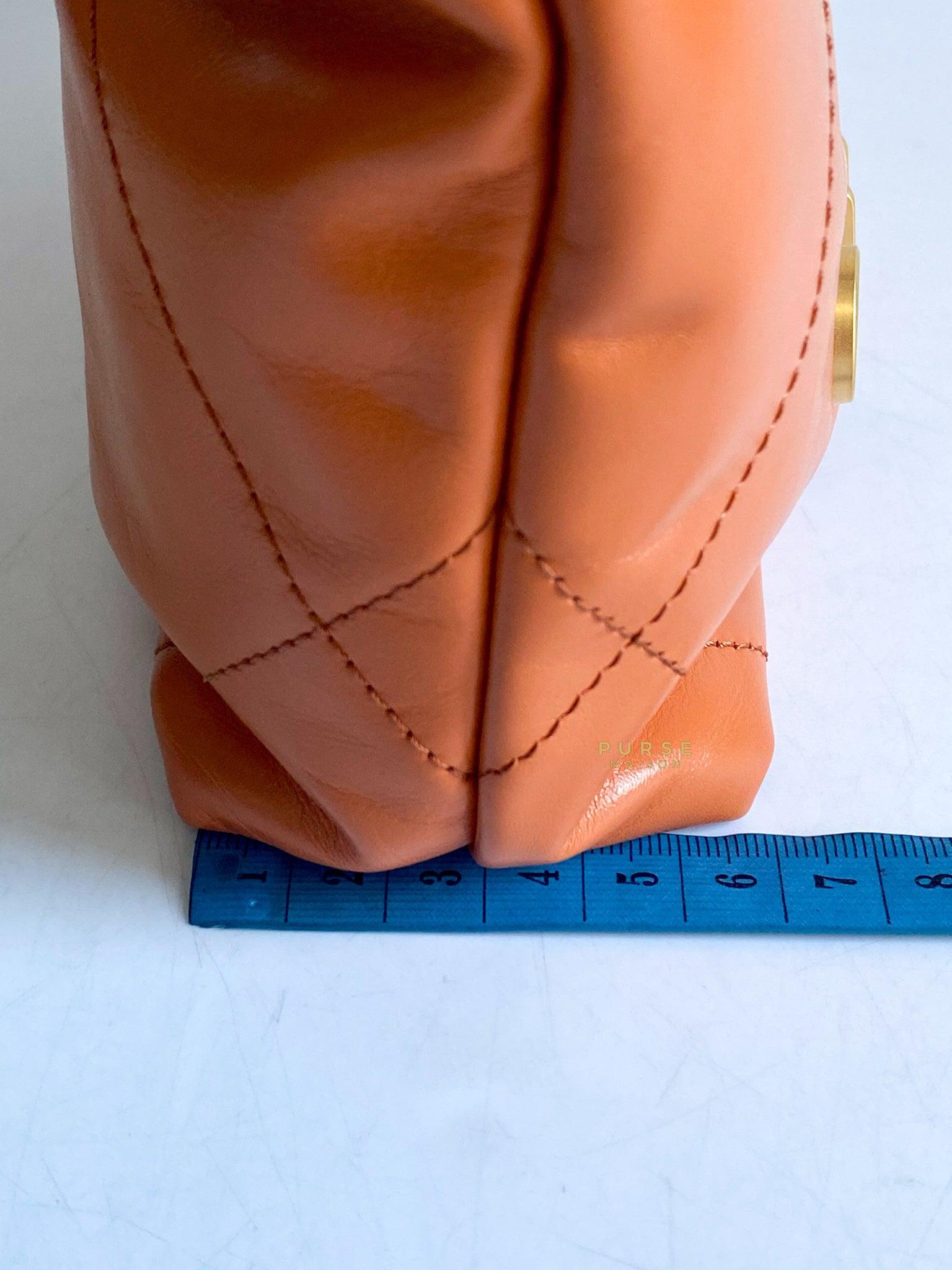 Chanel Mini 22 Shiny Calfskin 23A Gold/Tan (Microchip)