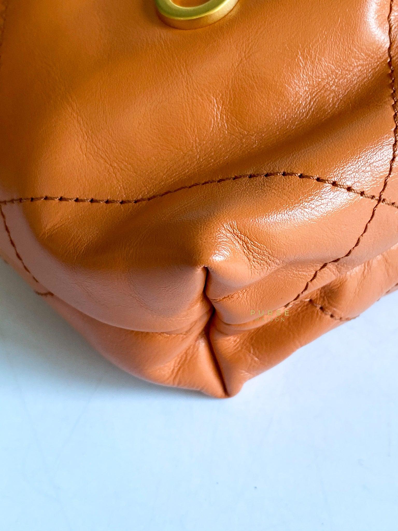 Chanel Mini 22 Shiny Calfskin 23A Gold/Tan (Microchip)