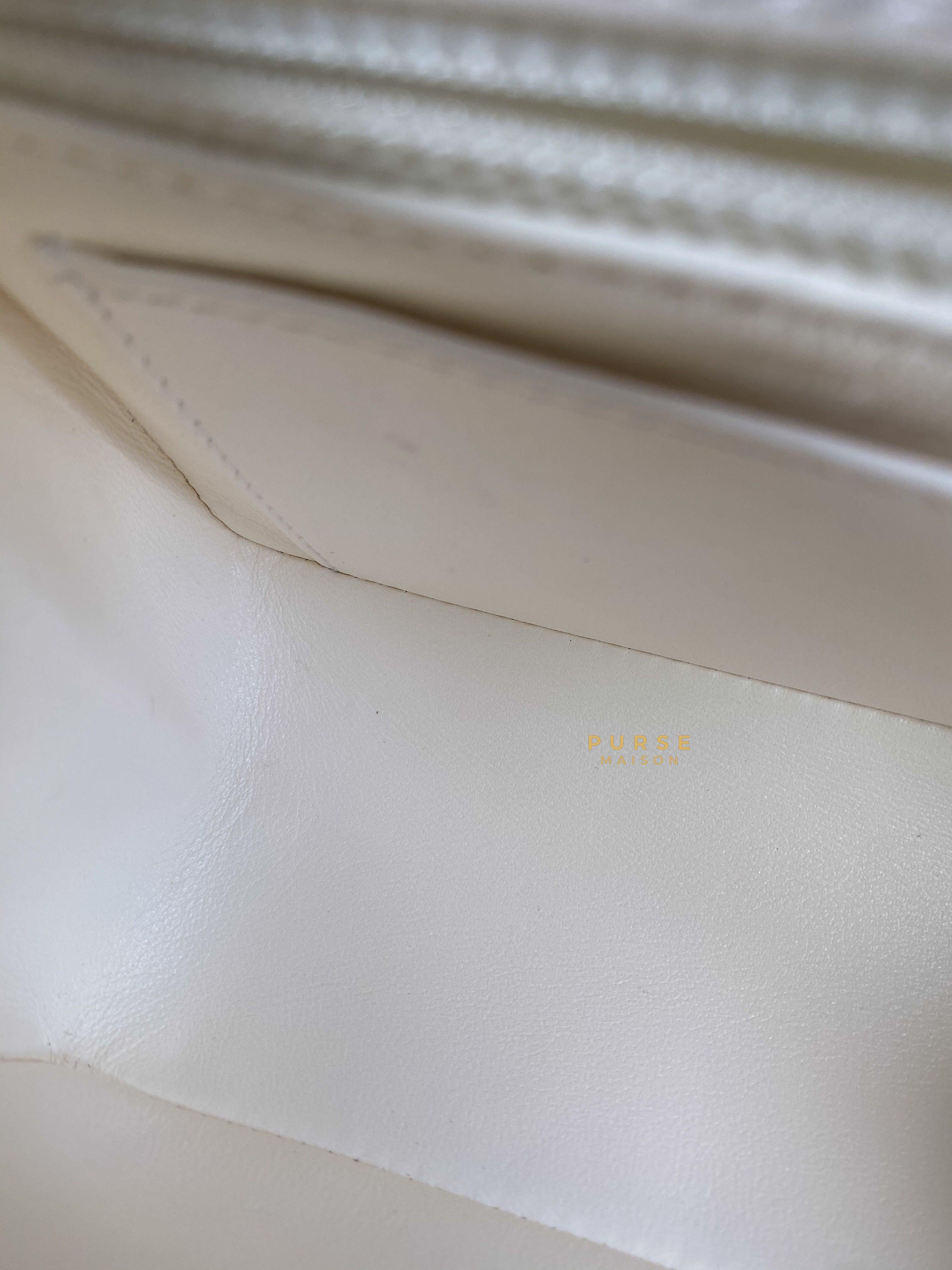 Chanel Mini 2.55 Reissue White Distressed Calfskin & Aged Gold Hardware (Microchip) | Purse Maison Luxury Bags Shop