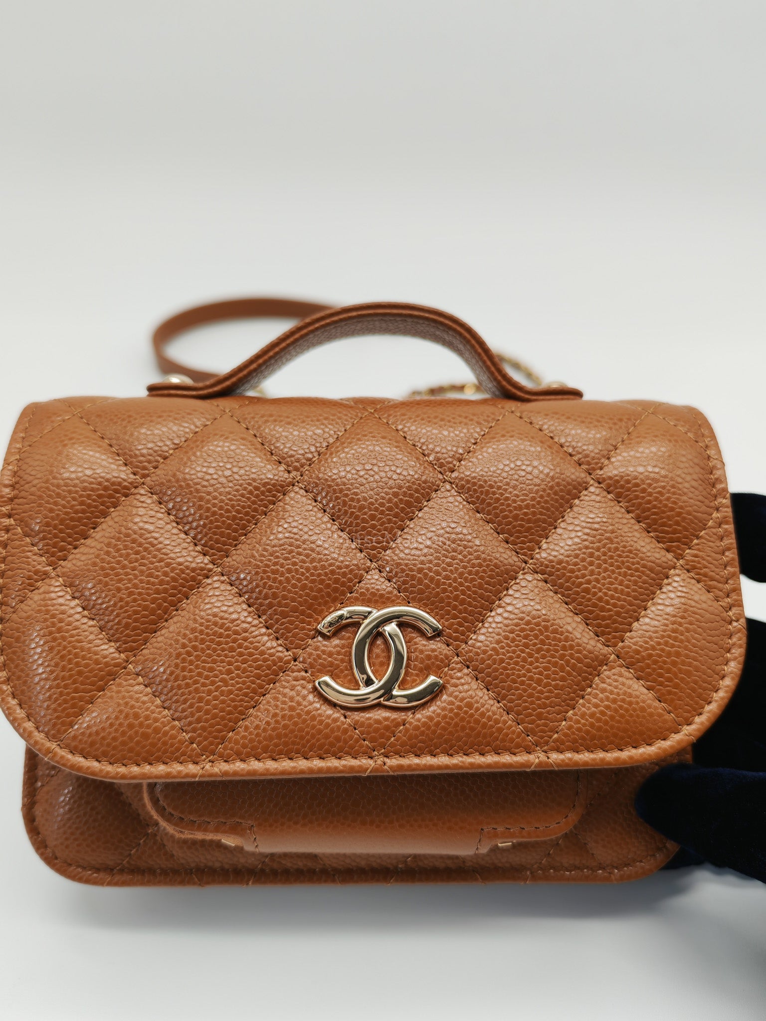 Mini Business Affinity in Caramel Light Gold Hardware (Microchip) | Purse Maison Luxury Bags Shop