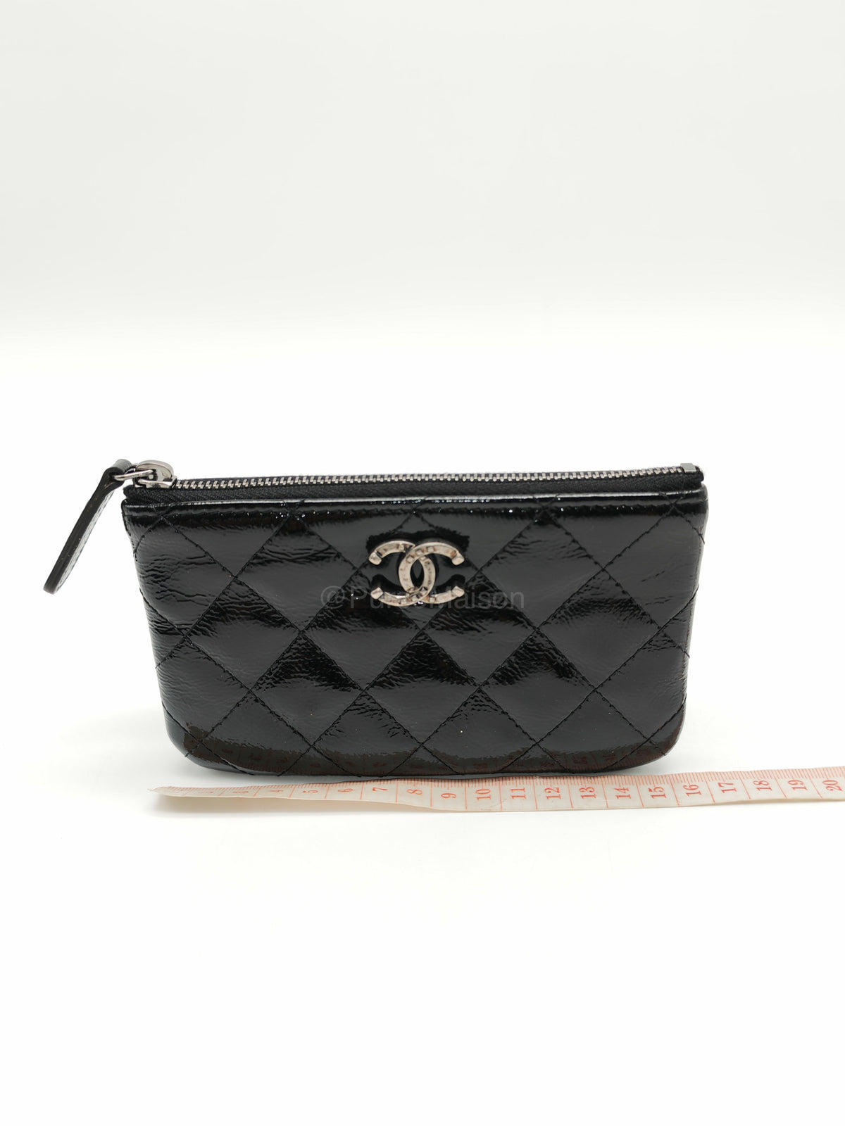 Chanel Mini O-case Coin Purse in Black Quilted Patent Leather Ruthenium Hardware Series 19 | Purse Maison Luxury Bags Shop