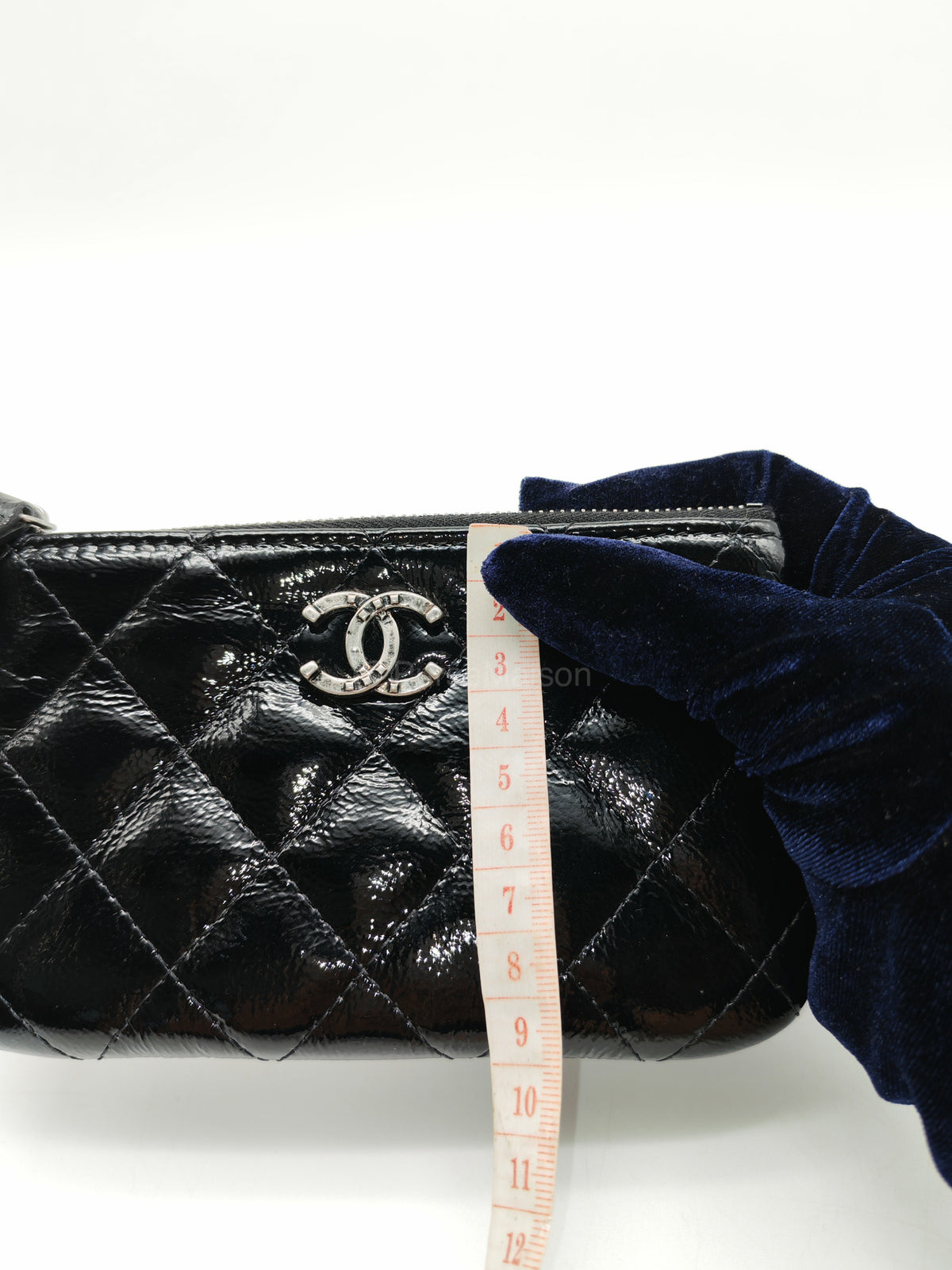 Chanel Mini O-case Coin Purse in Black Quilted Patent Leather Ruthenium Hardware Series 19 | Purse Maison Luxury Bags Shop