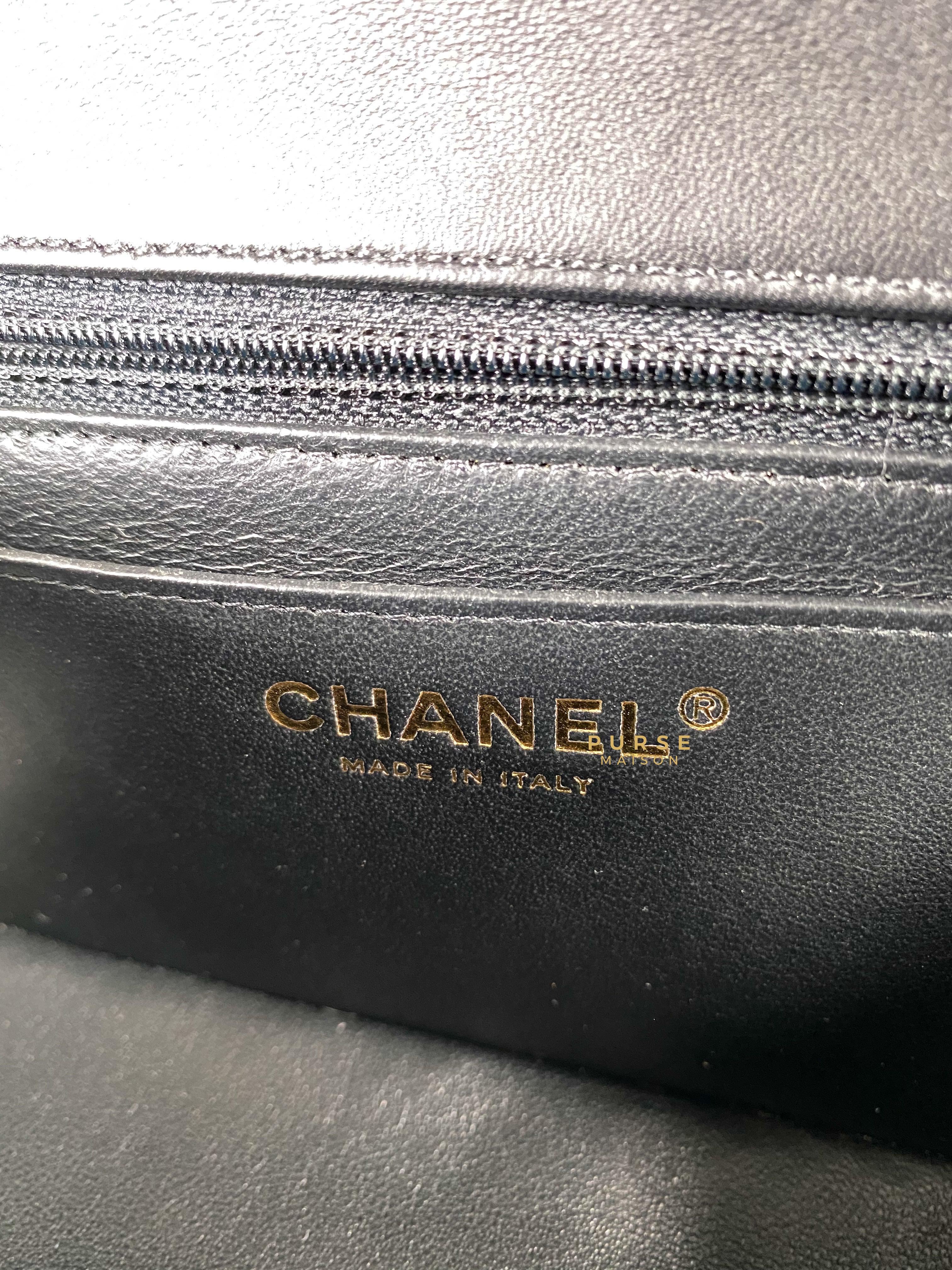 Chanel Mini Rectangle Black Chevron Lambskin and Light Gold Hardware Series 23 | Purse Maison Luxury Bags Shop
