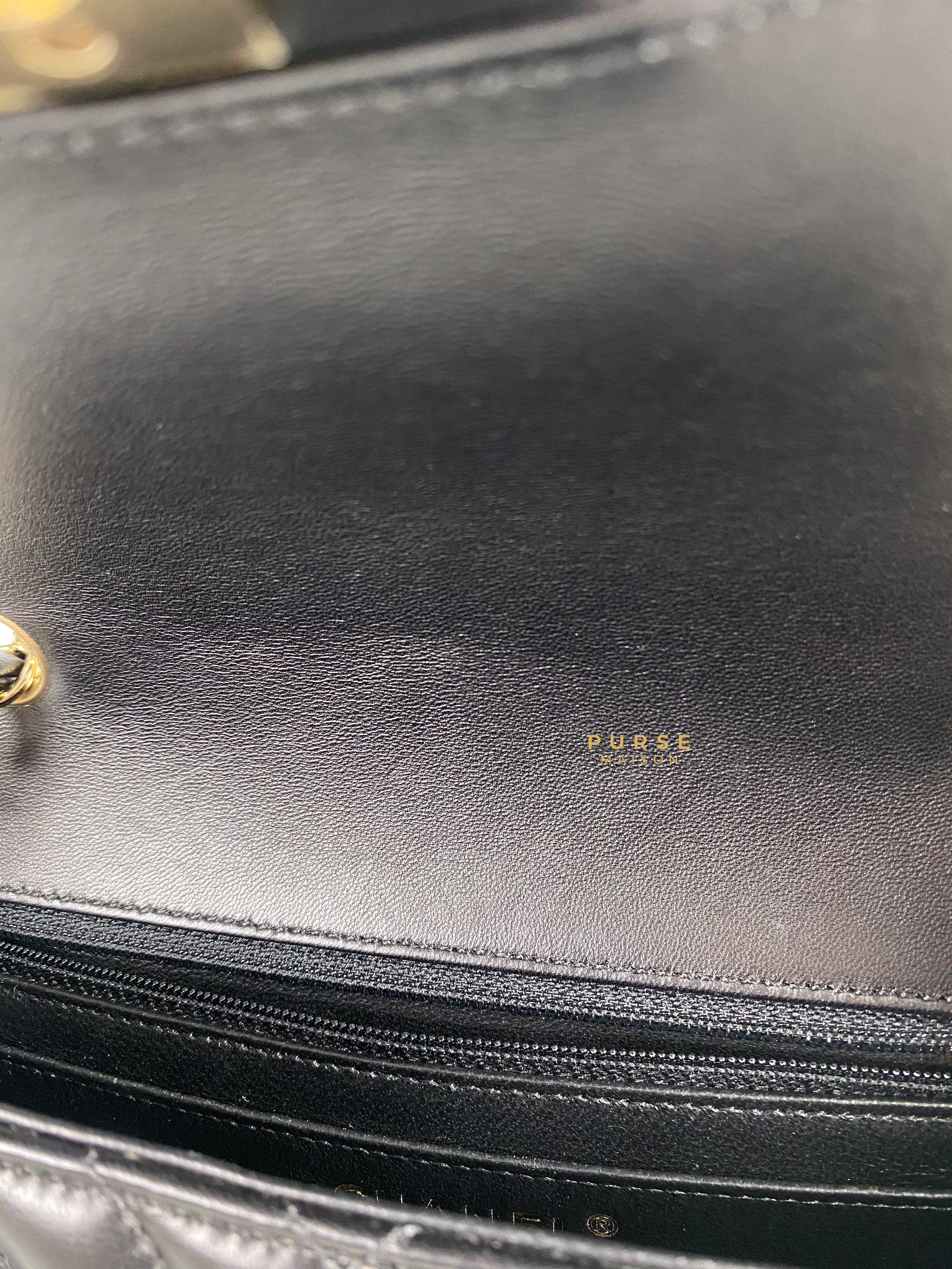Chanel Mini Rectangle Black Chevron Lambskin and Light Gold Hardware Series 23 | Purse Maison Luxury Bags Shop