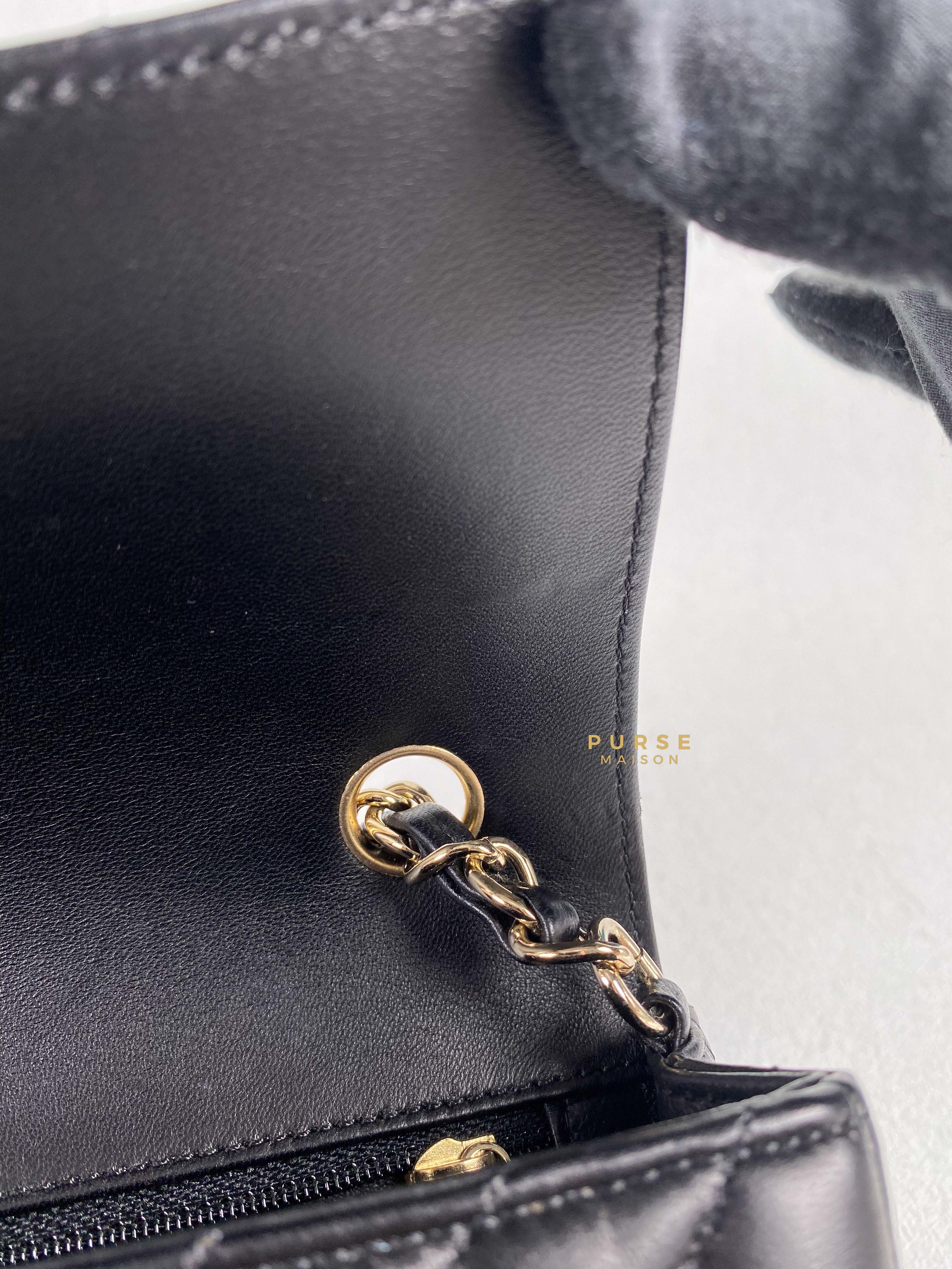Chanel Mini Rectangle Black Chevron Lambskin and Light Gold Hardware Series 23 | Purse Maison Luxury Bags Shop