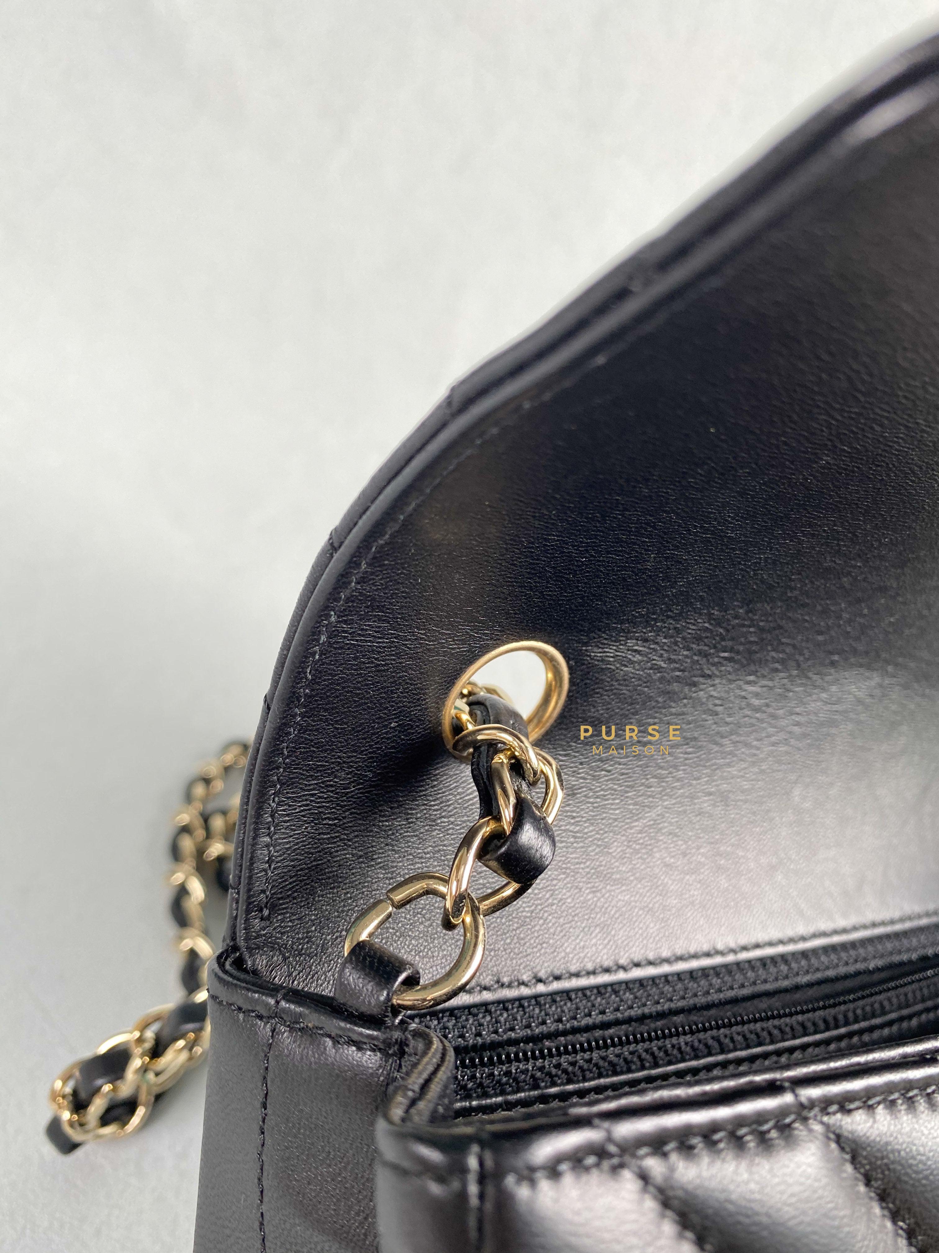 Chanel Mini Rectangle Black Chevron Lambskin and Light Gold Hardware Series 23 | Purse Maison Luxury Bags Shop