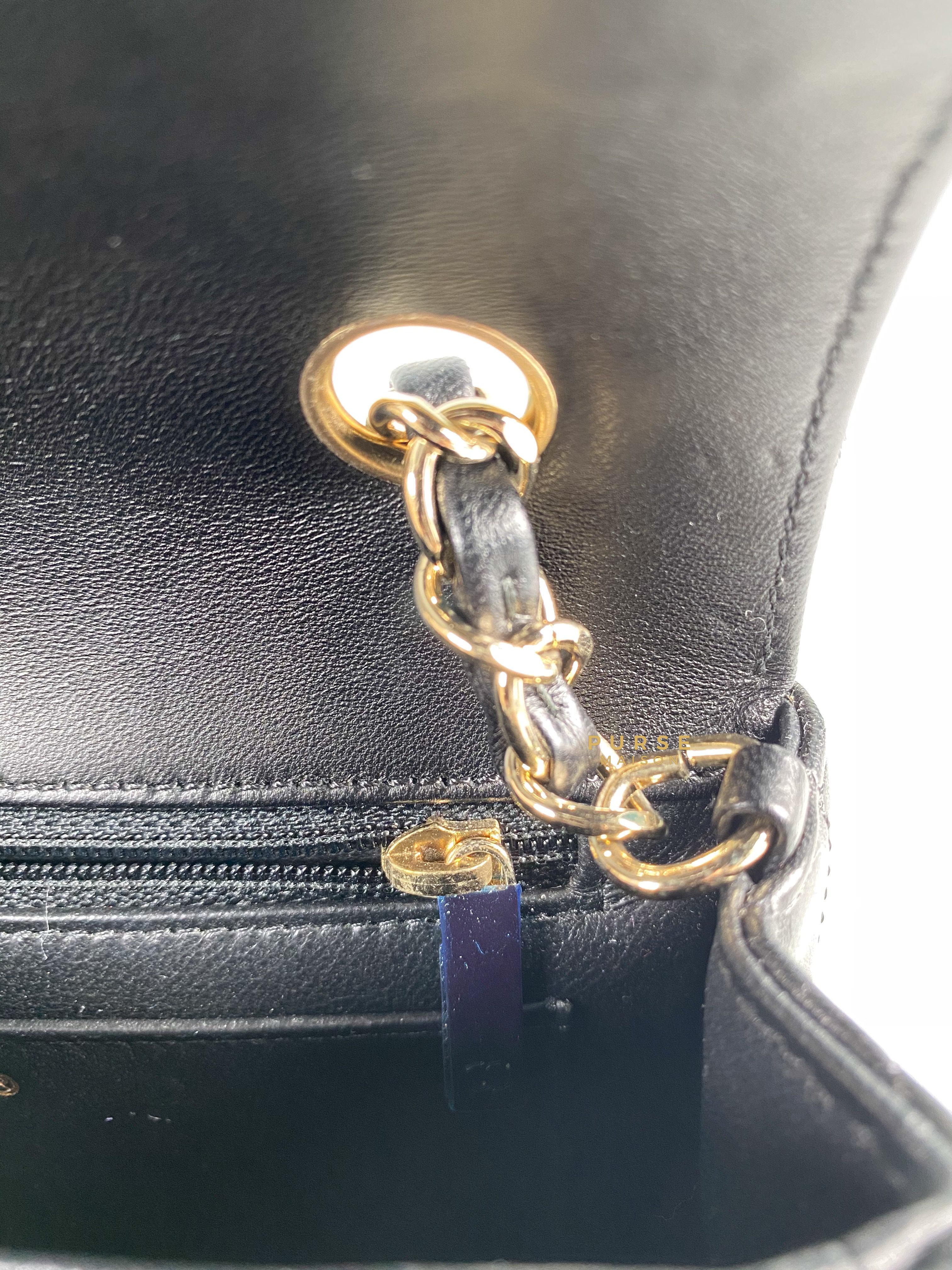 Chanel Mini Rectangle Black Chevron Lambskin and Light Gold Hardware Series 23 | Purse Maison Luxury Bags Shop