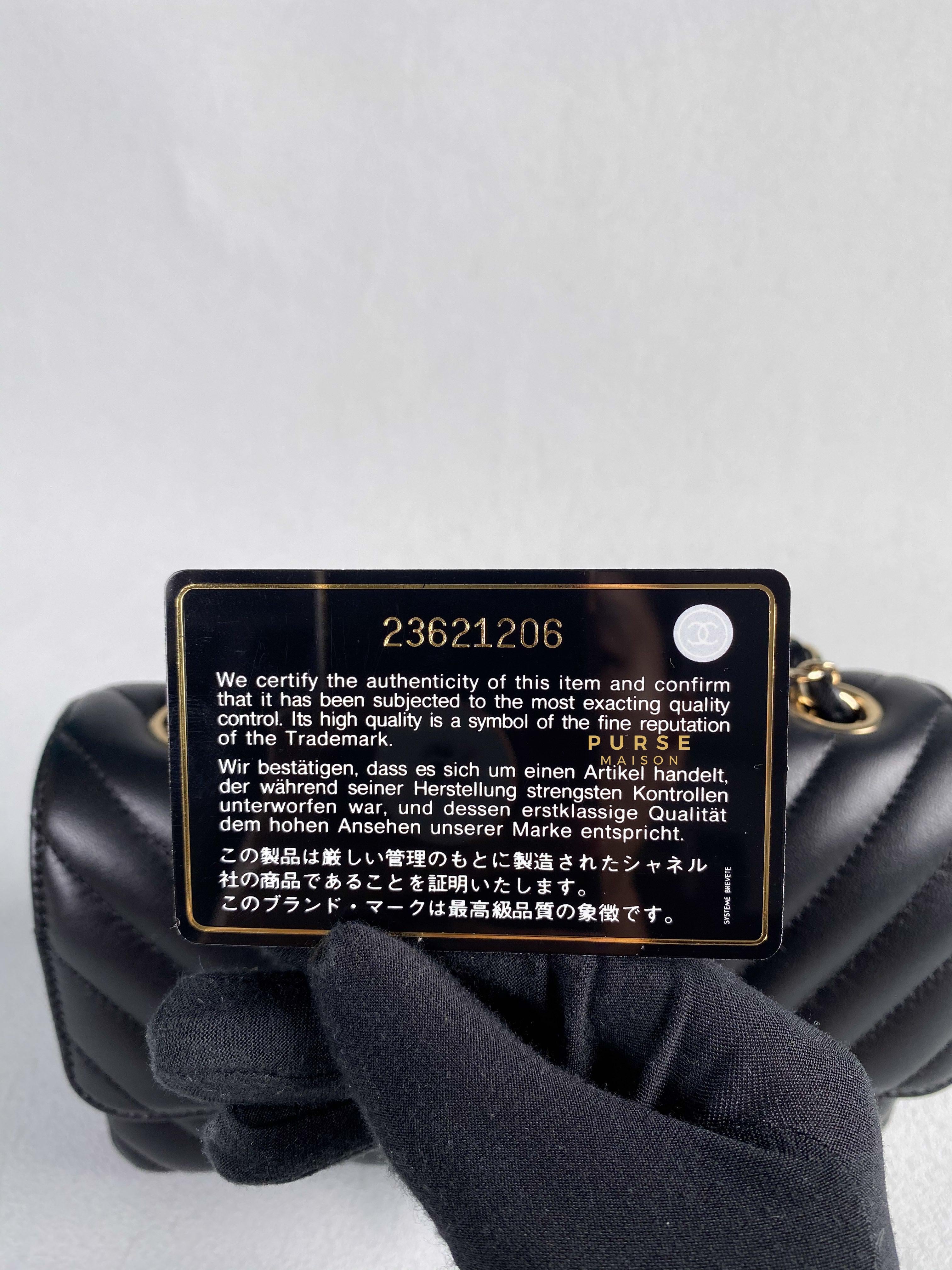Chanel Mini Rectangle Black Chevron Lambskin and Light Gold Hardware Series 23 | Purse Maison Luxury Bags Shop
