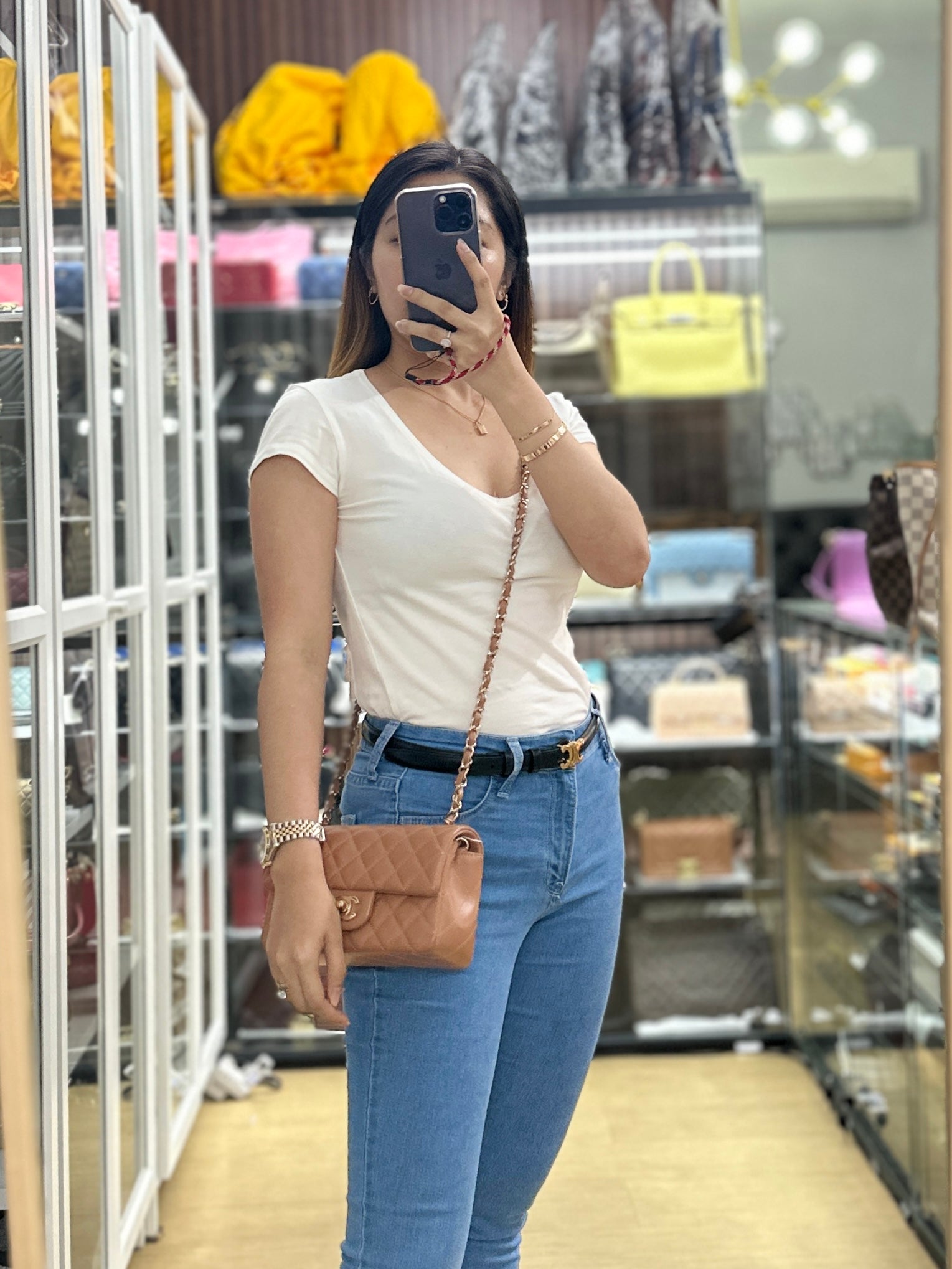 Chanel Mini Rectangle Caramel Lambskin & Light Gold Hardware Series 30 | Purse Maison Luxury Bags Shop
