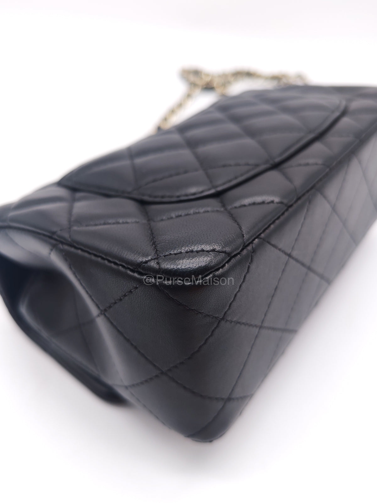 Chanel Mini Rectangle in Black Lambskin Leather Light Gold Hardware(Microchip) | Purse Maison Luxury Bags Shop