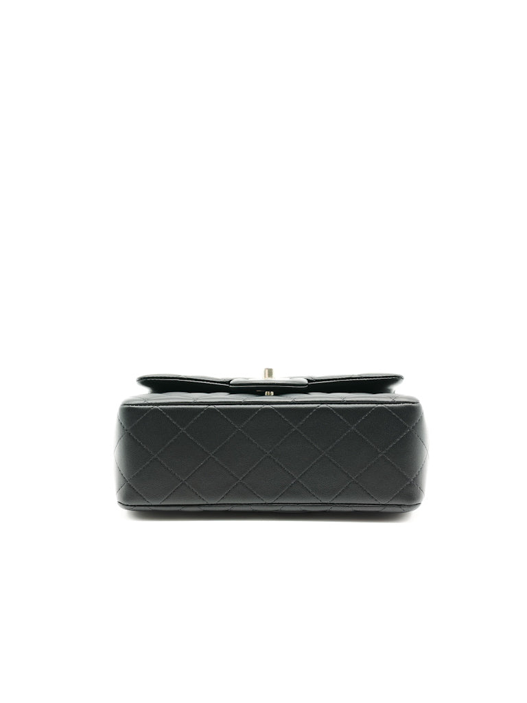 Mini Rectangle Top Handle Bag in Black Lambskin Leather & Light Gold Hardware Microchip LTE6HGJ6 | Purse Maison Luxury Bags Shop