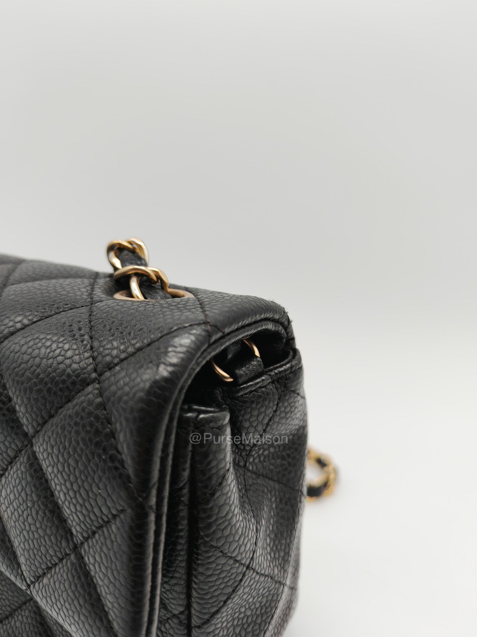 Chanel Mini Rectangular Classic Flap Bag in Black Quilted Caviar Leather and Gold Hardware Series 20 | Purse Maison Luxury Bags Shop