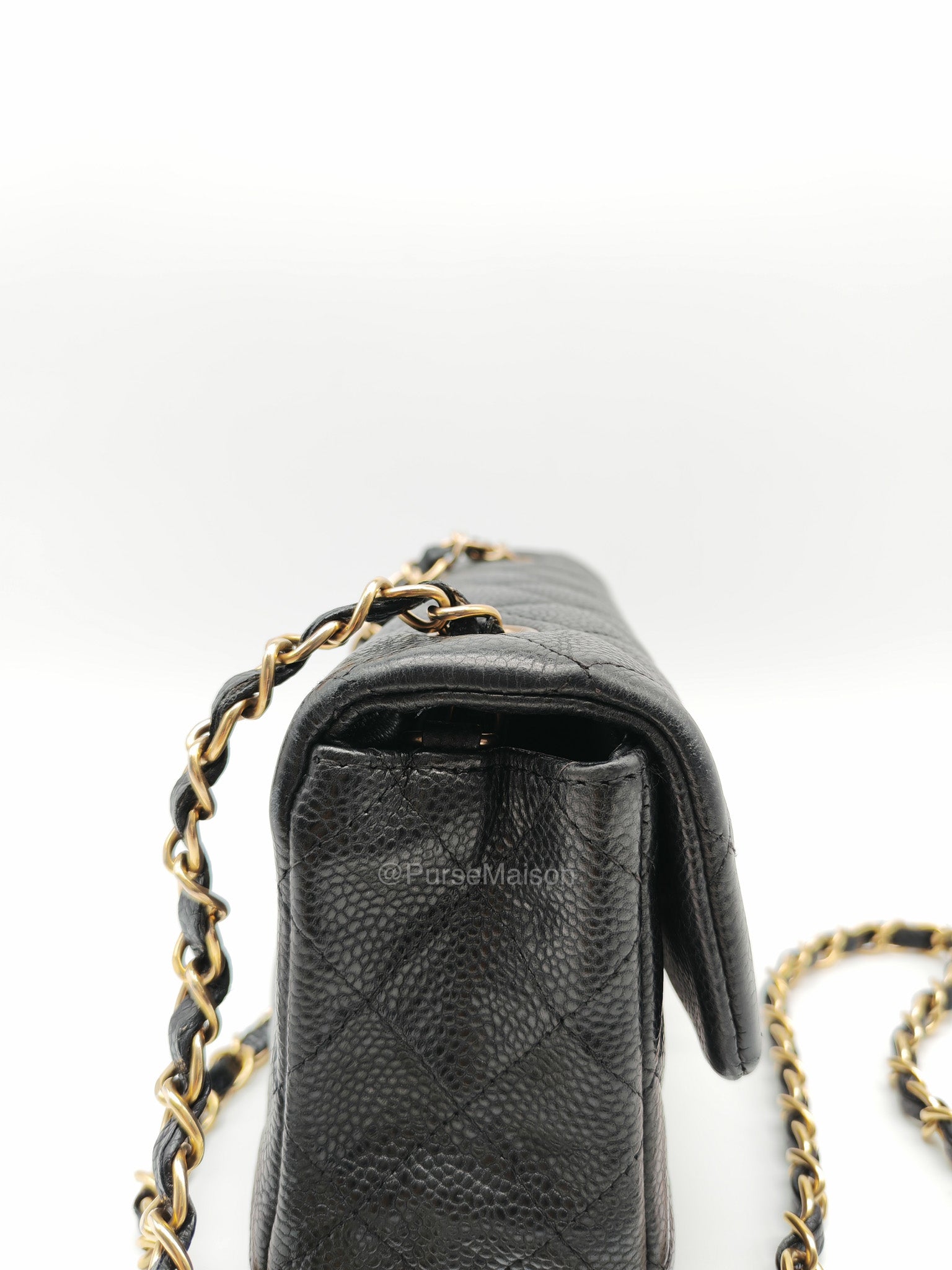 Chanel Mini Rectangular Classic Flap Bag in Black Quilted Caviar Leather and Gold Hardware Series 20 | Purse Maison Luxury Bags Shop