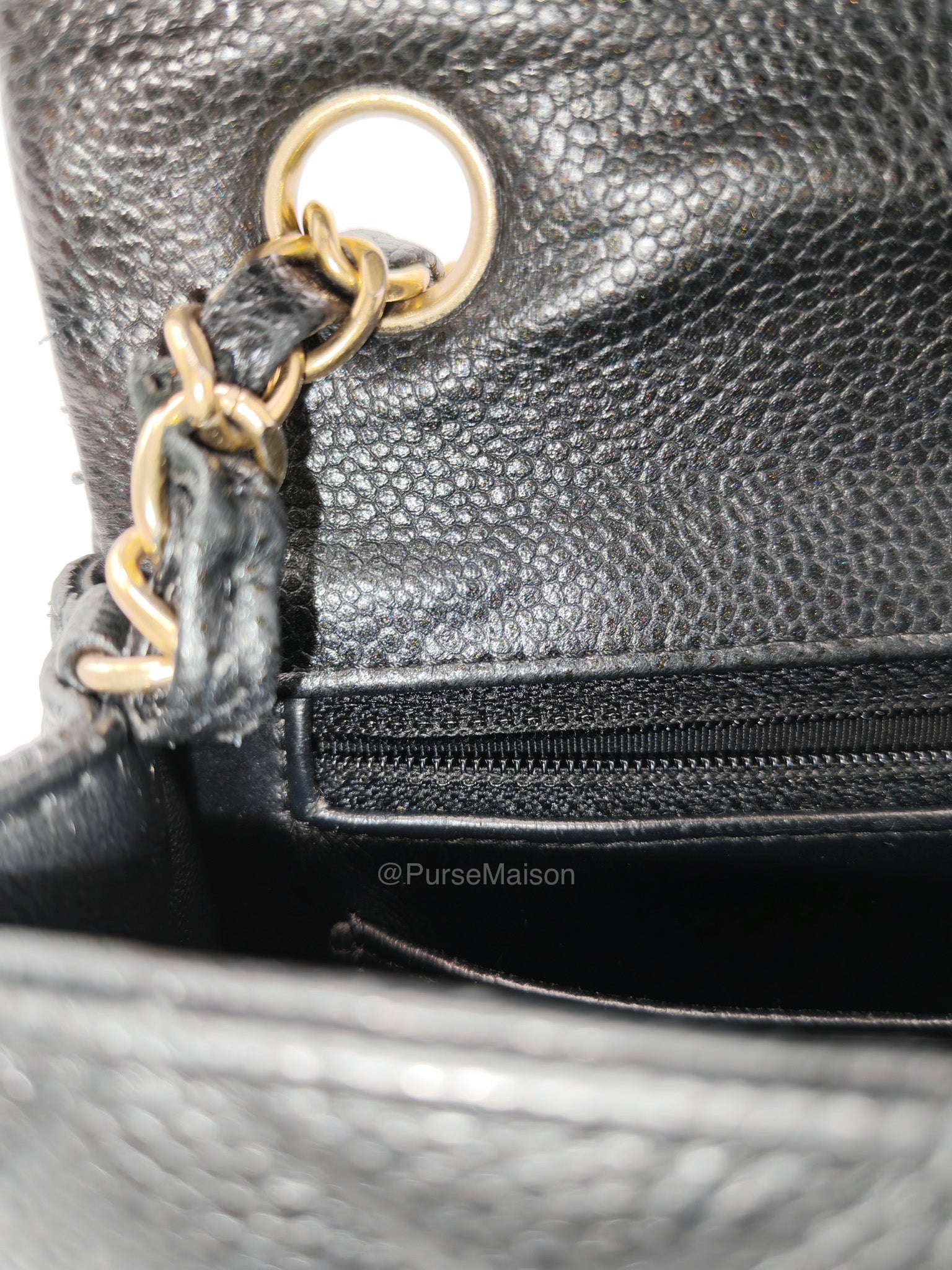 Chanel Mini Rectangular Classic Flap Bag in Black Quilted Caviar Leather and Gold Hardware Series 20 | Purse Maison Luxury Bags Shop