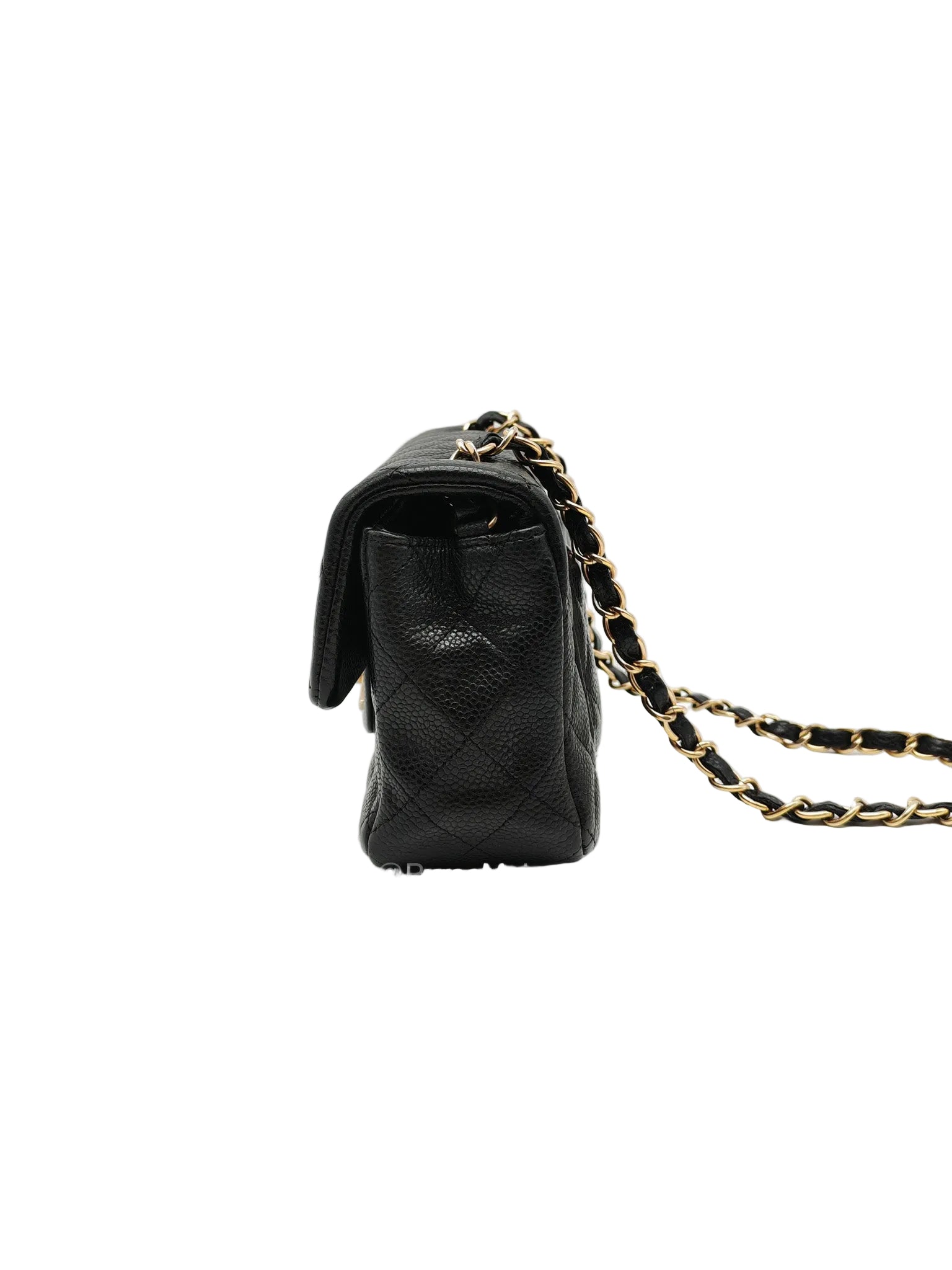 Chanel Mini Rectangular Classic Flap Bag in Black Quilted Caviar Leather and Gold Hardware Series 20 | Purse Maison Luxury Bags Shop