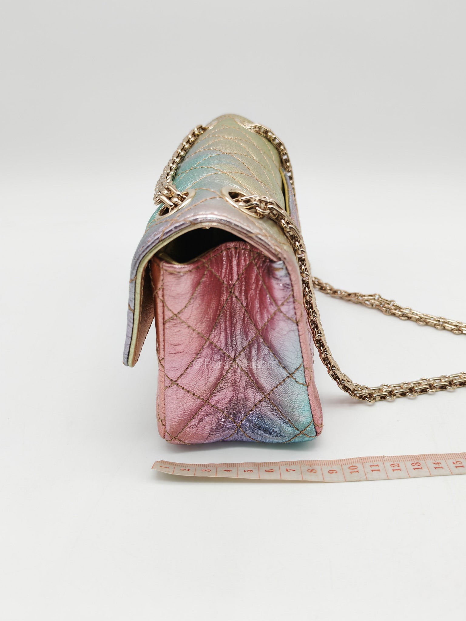Chanel Mini Reissue 2.55 in Rainbow Metallic Goatskin Leather Light Gold Hardware (Microchip) | Purse Maison Luxury Bags Shop
