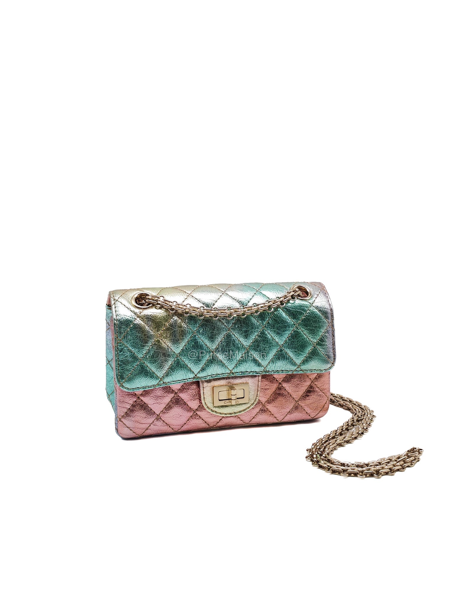 Chanel Mini Reissue 2.55 in Rainbow Metallic Goatskin Leather Light Gold Hardware (Microchip) | Purse Maison Luxury Bags Shop