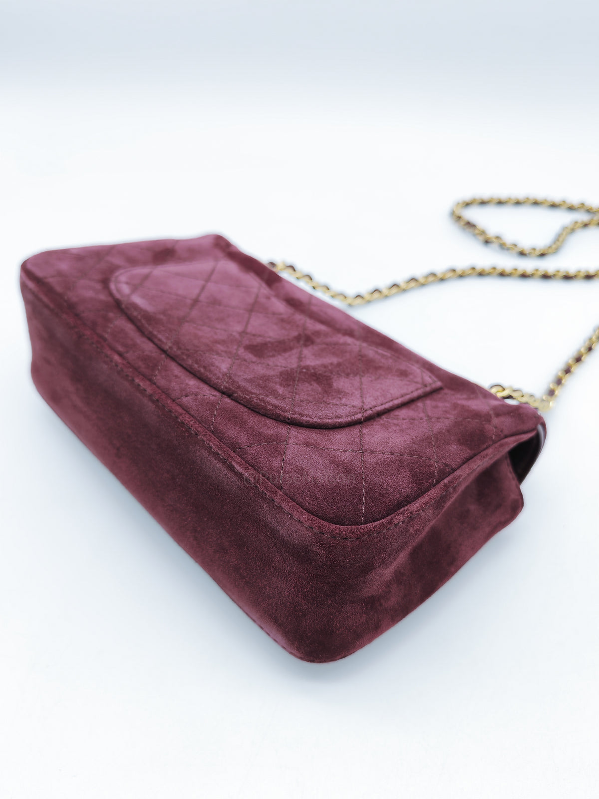 Chanel Mini Souplissimo Flap Bag in Burgundy Suede Calfskin Leather and Gold Hardware Microchip | Purse Maison Luxury Bags Shop