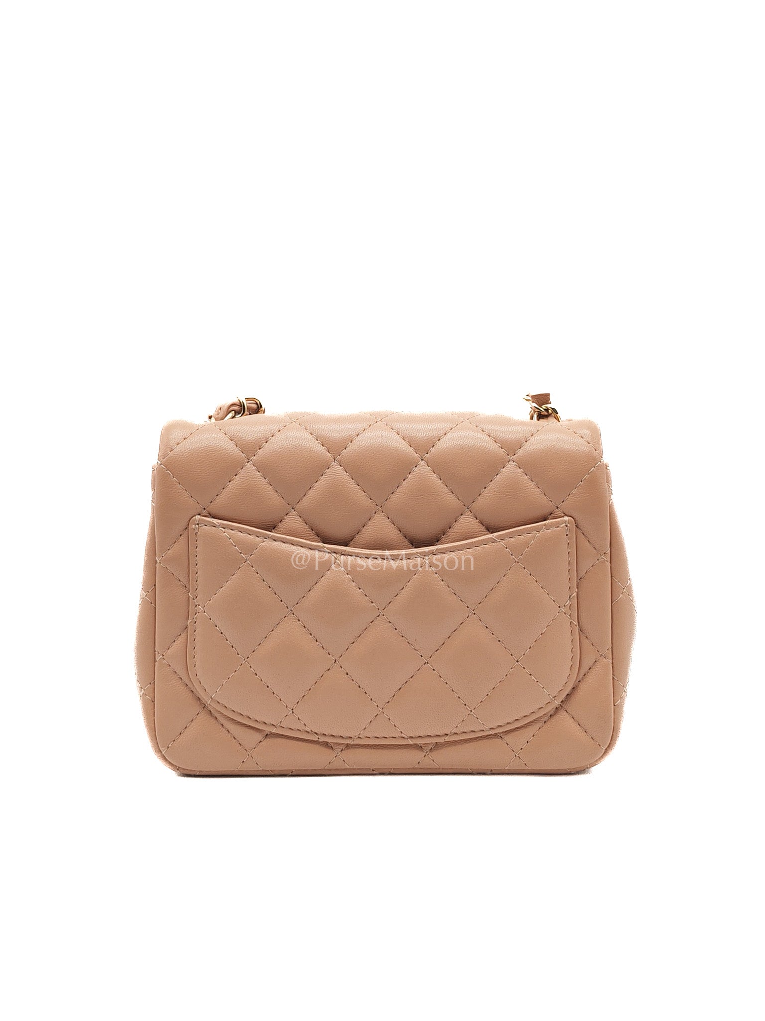 Chanel Mini Square Flap Bag in Dark Beige Light Gold Hardware (Microchip) | Purse Maison Luxury Bags Shop