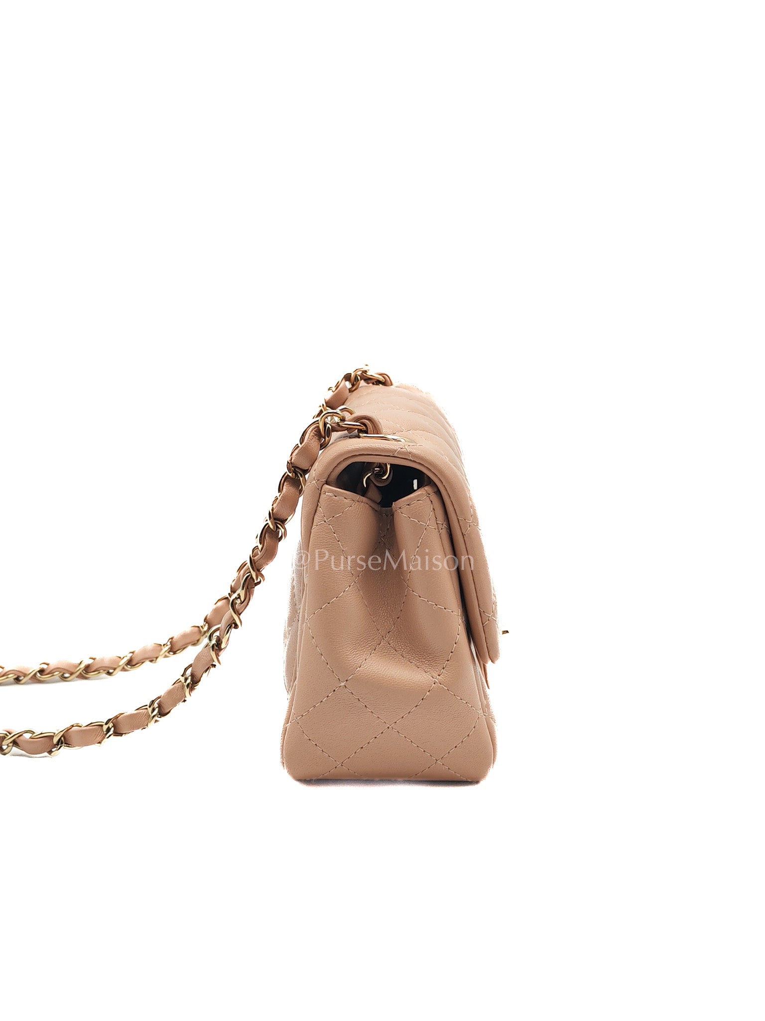 Chanel Mini Square Flap Bag in Dark Beige Light Gold Hardware (Microchip) | Purse Maison Luxury Bags Shop