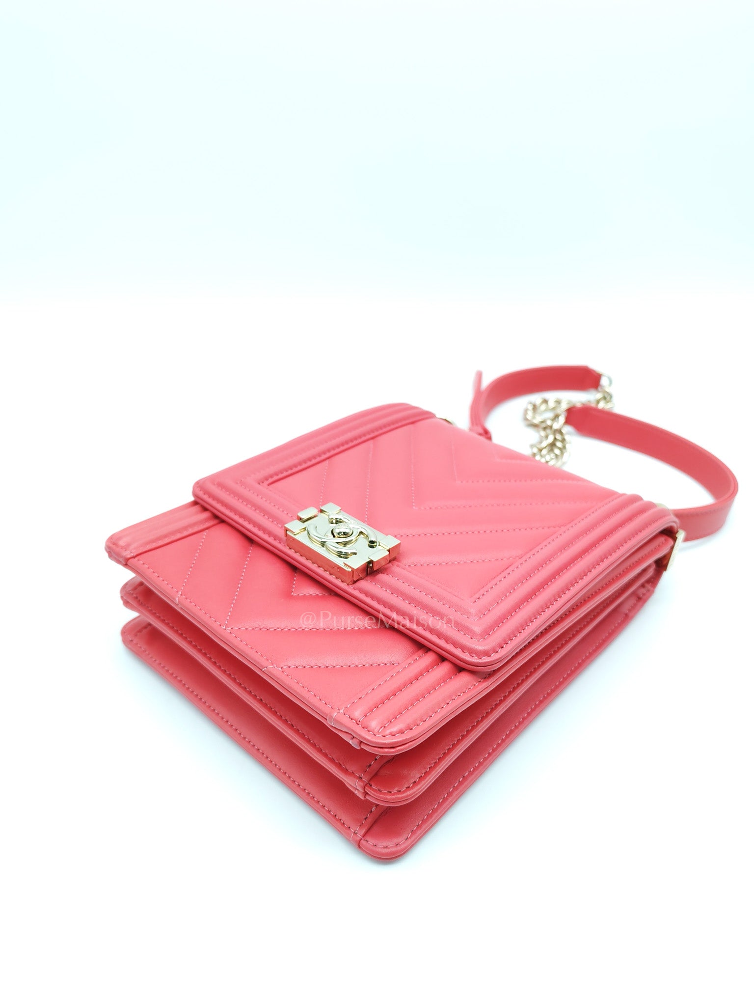 North South Boy Bag in Pink Lambskin Leather and Light Gold Hardware Series 29 | Purse Maison Luxury Bags Shop