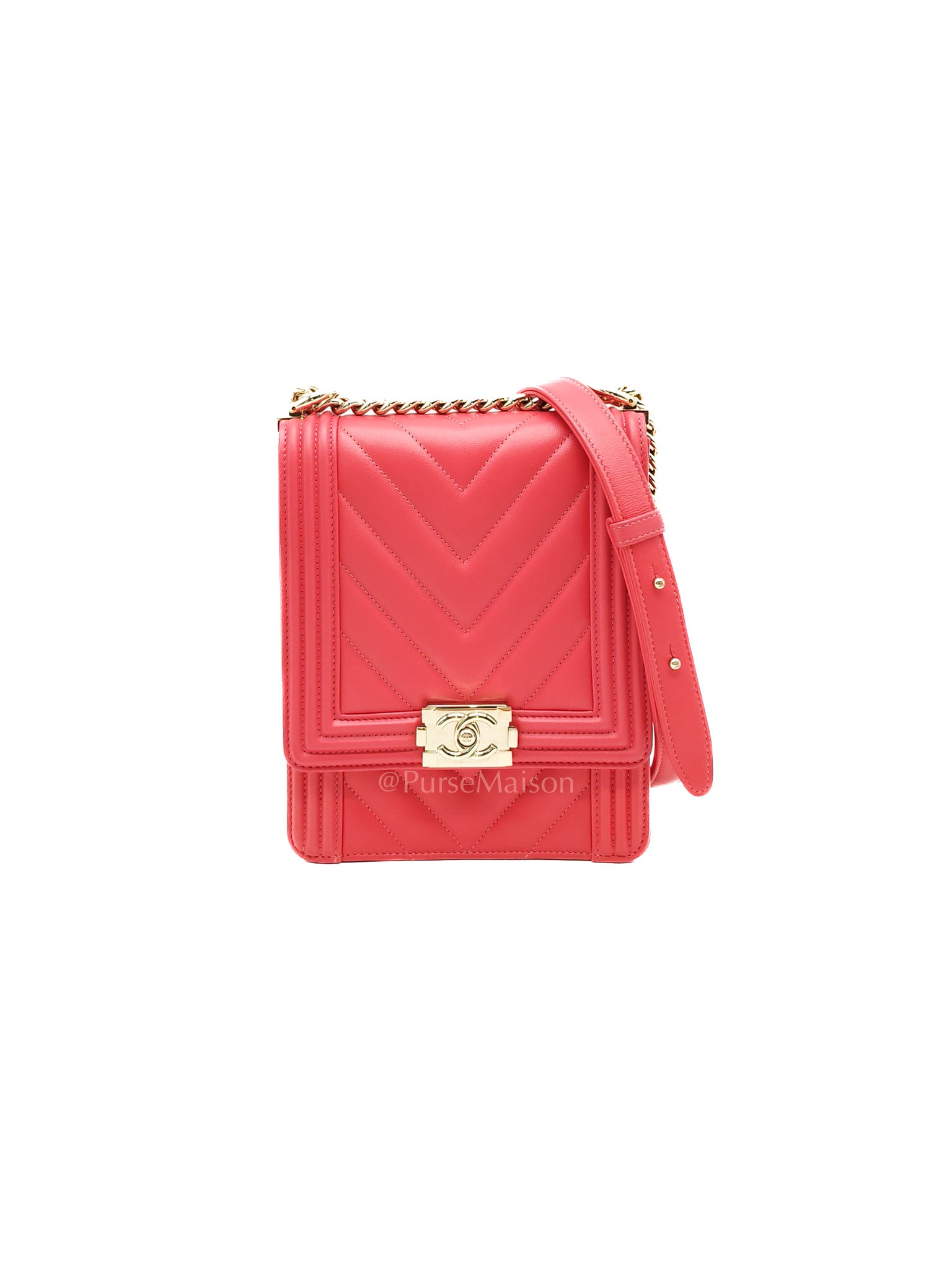 North South Boy Bag in Pink Lambskin Leather and Light Gold Hardware Series 29 | Purse Maison Luxury Bags Shop